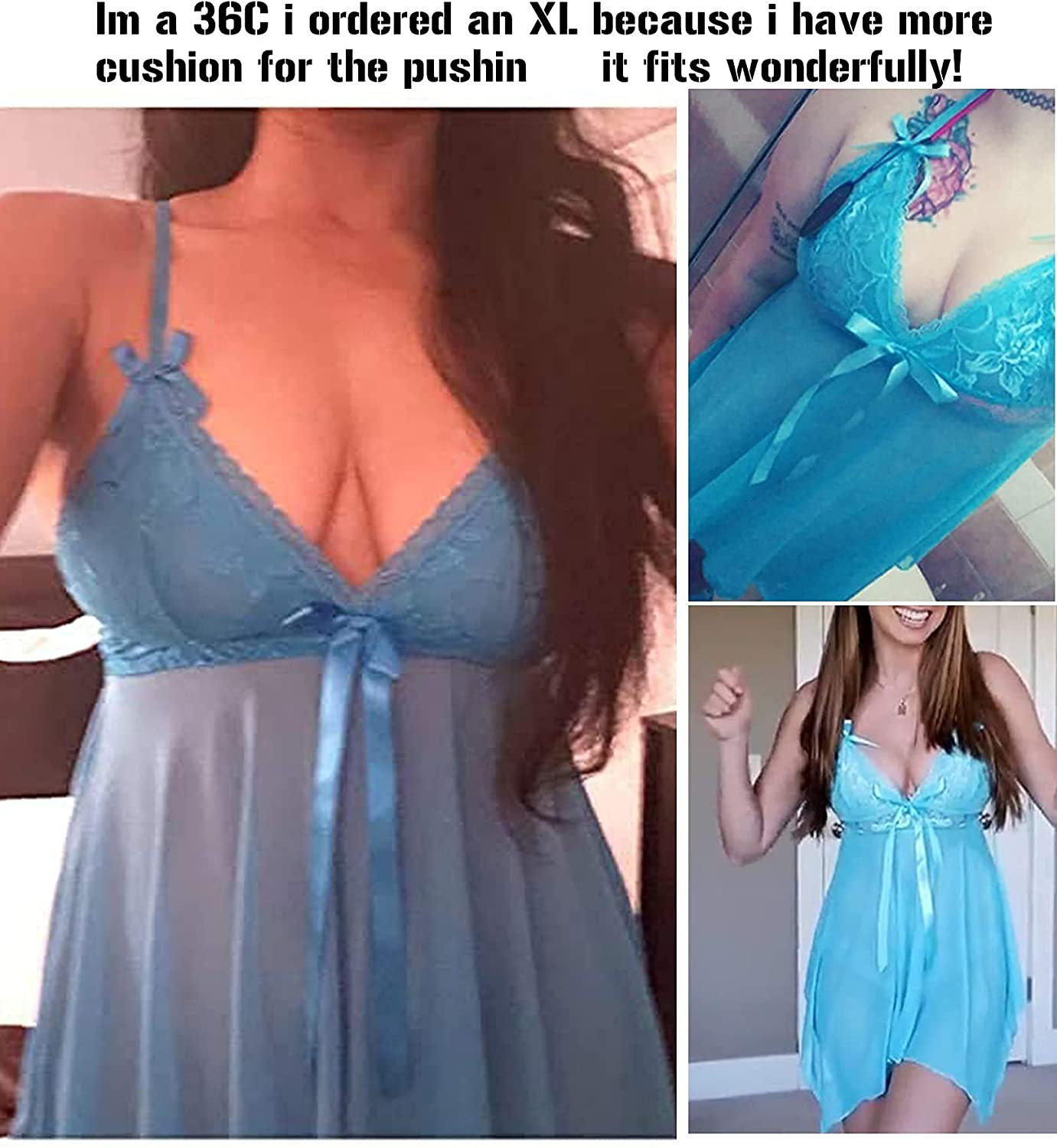 Avidlove Women Sexy Lingerie Lace Babydoll Nightdress Mesh Chemise V Neck Sleepwear Apparel & Accessories > Clothing > Underwear & Socks > Lingerie Kylie Max