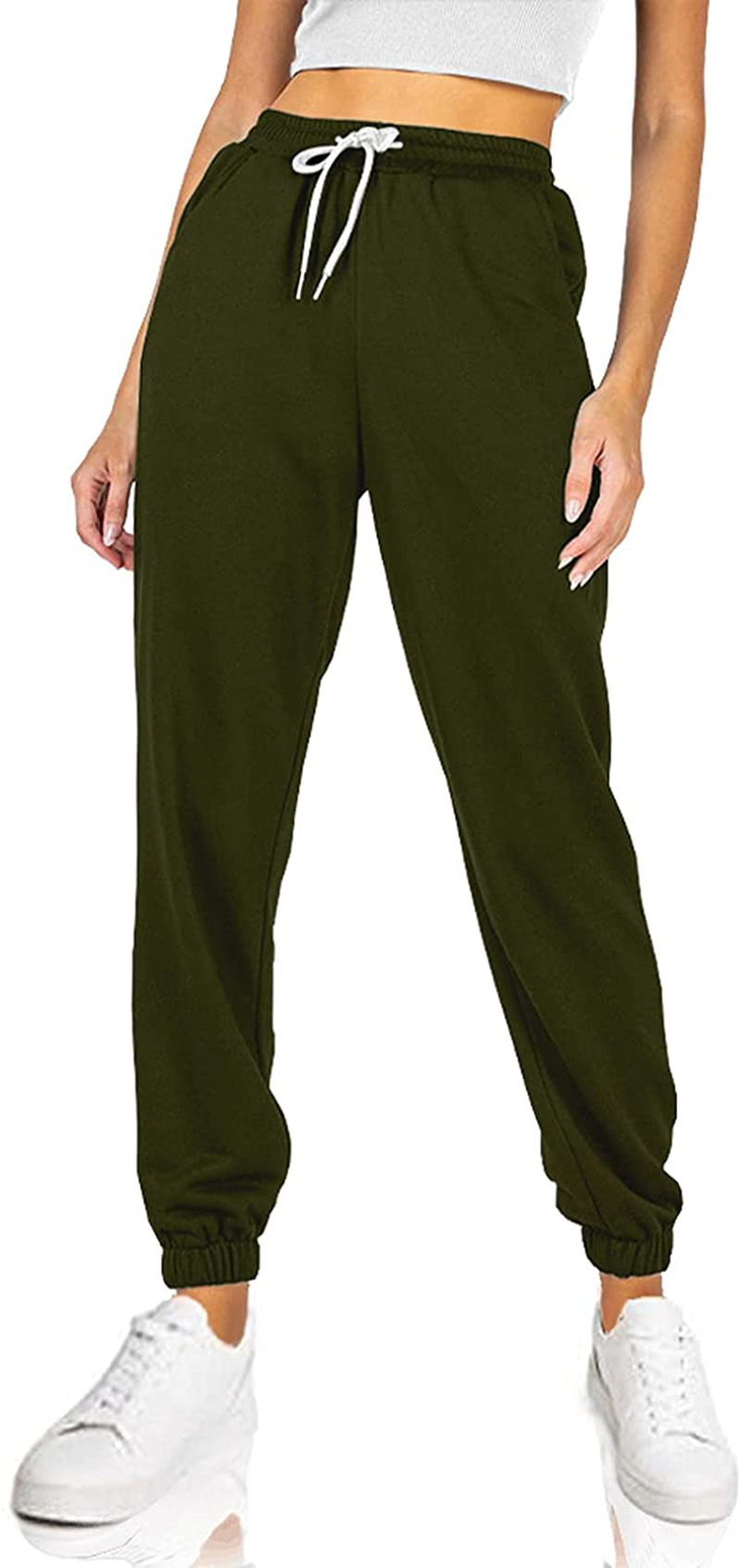 AUTOMET Women'S Cinch Bottom Sweatpants High Waisted Athletic Joggers Lounge Pants with Pockets Apparel & Accessories > Clothing > Activewear Kylie Max