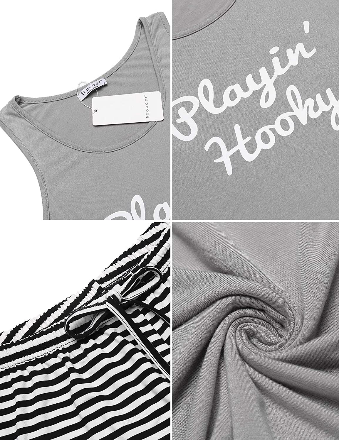 Ekouaer Womens Pajama Set Sleeveless Tank Top and Shorts Pj Set Lace Hem Sleepwear S-XXL Apparel & Accessories > Clothing > Sleepwear & Loungewear > Pajamas Ekouaer