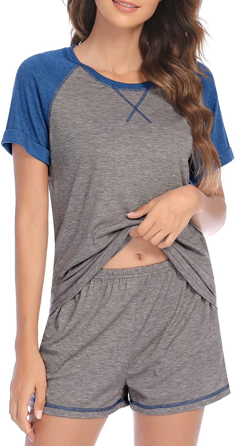 Ekouaer Women's Pajama Short Sleeve Sleepwear Soft Pj Set Top and Shorts Pajamas Set Apparel & Accessories > Clothing > Sleepwear & Loungewear > Pajamas Ekouaer Style 3_gray X-Large