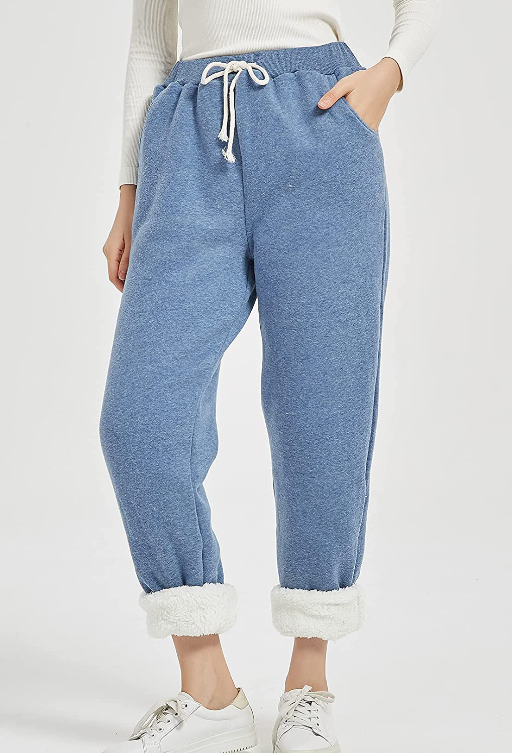 Flygo Women'S Winter Warm Fleece Joggers Pants Sherpa Lined Athletic Active Sweatpants Apparel & Accessories > Clothing > Activewear Kylie Max