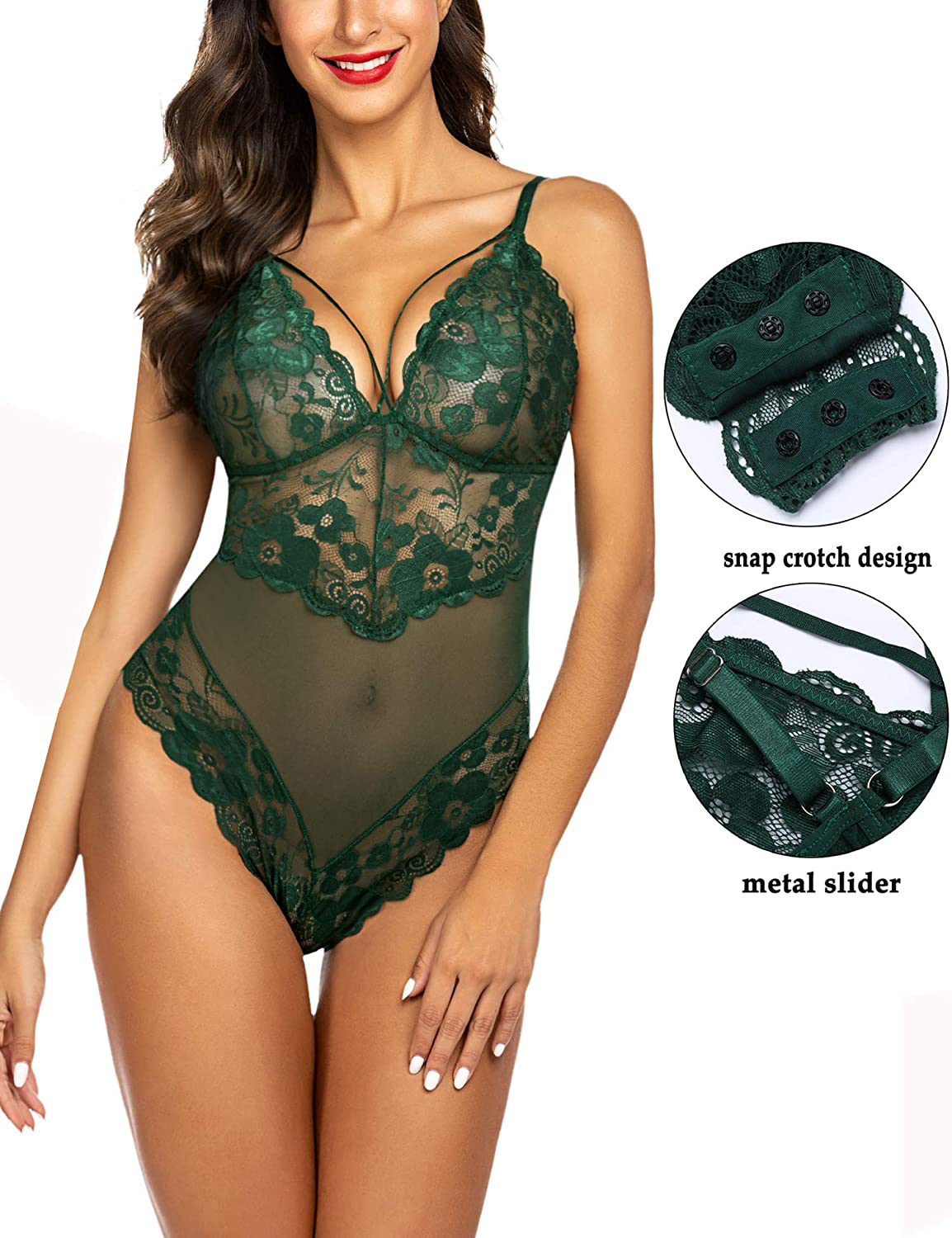 Avidlove Womens Snap Crotch Lingerie Lace Teddy One Piece Babydoll Sexy Mini Bodysuit Apparel & Accessories > Clothing > Underwear & Socks > Lingerie Avidlove