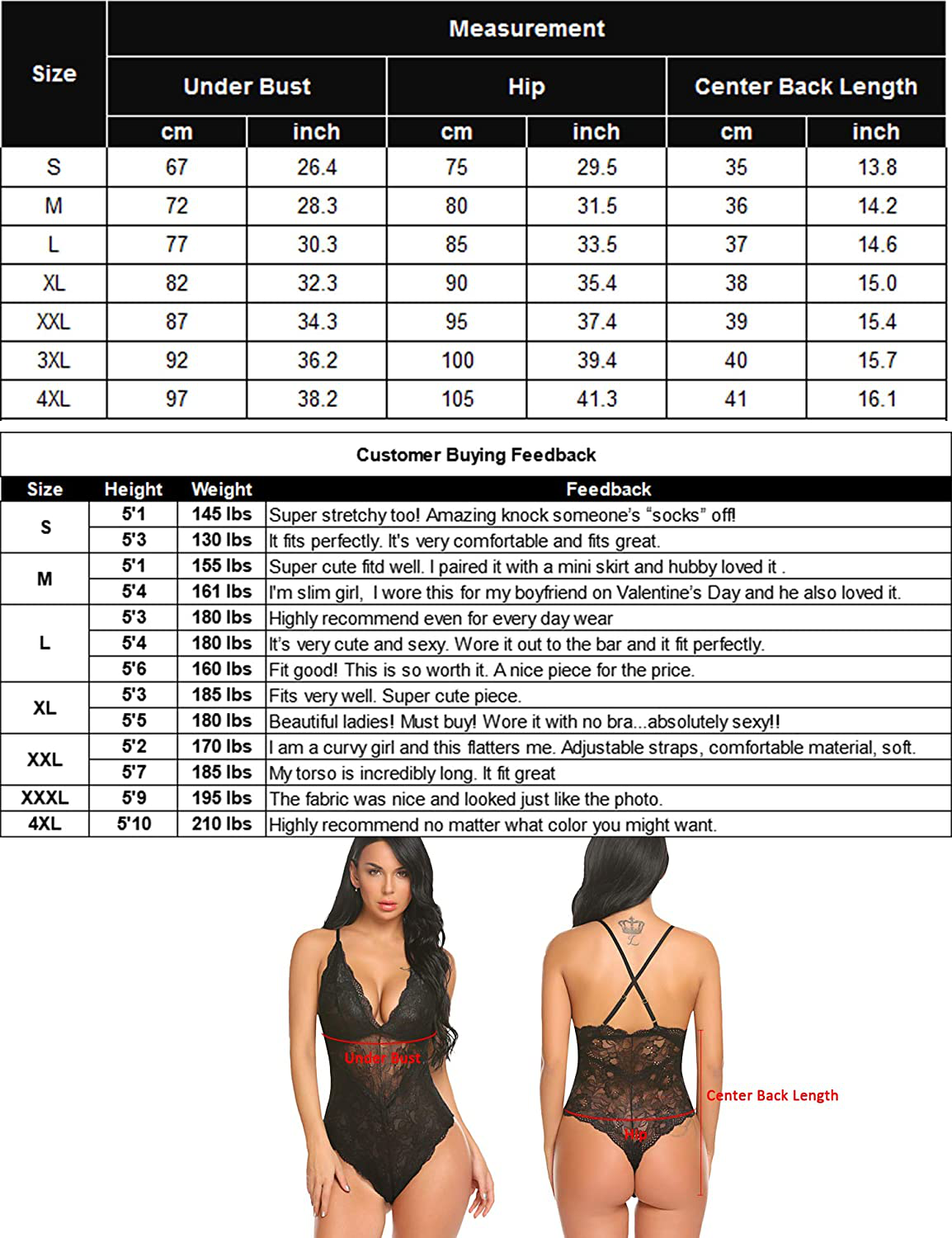Avidlove Women Snap Crotch Lingerie Sexy Lace Bodysuit Deep V Teddy One Piece Lace Babydoll Apparel & Accessories > Clothing > Underwear & Socks > Lingerie Avidlove