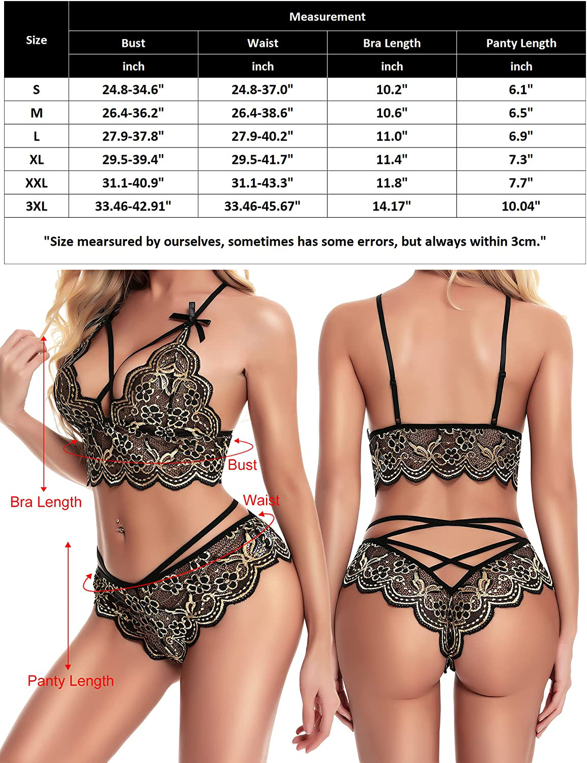 klier Women Sexy Lingerie Set Lace Bra and Panty Sets 2 Piece Strappy Babydoll Bodysuit Apparel & Accessories > Clothing > Underwear & Socks > Lingerie Klier