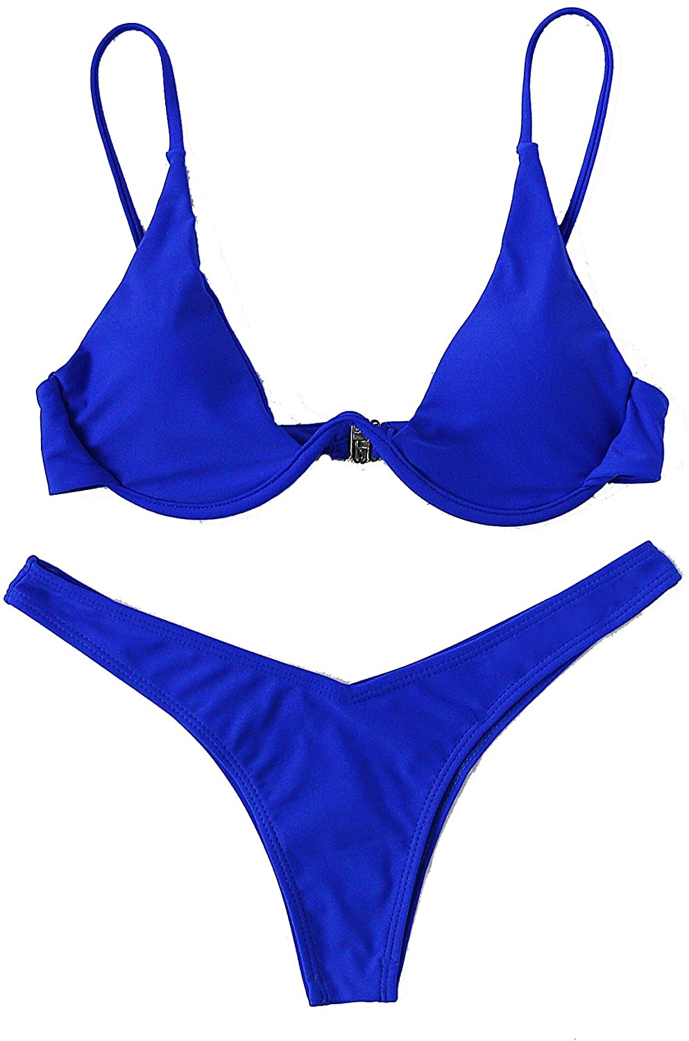 Verdusa Women'S Sexy Triangle Bathing Two Pieces Swimsuit Bikini Set Apparel & Accessories > Clothing > Underwear & Socks > Underwear Verdusa Blue Small