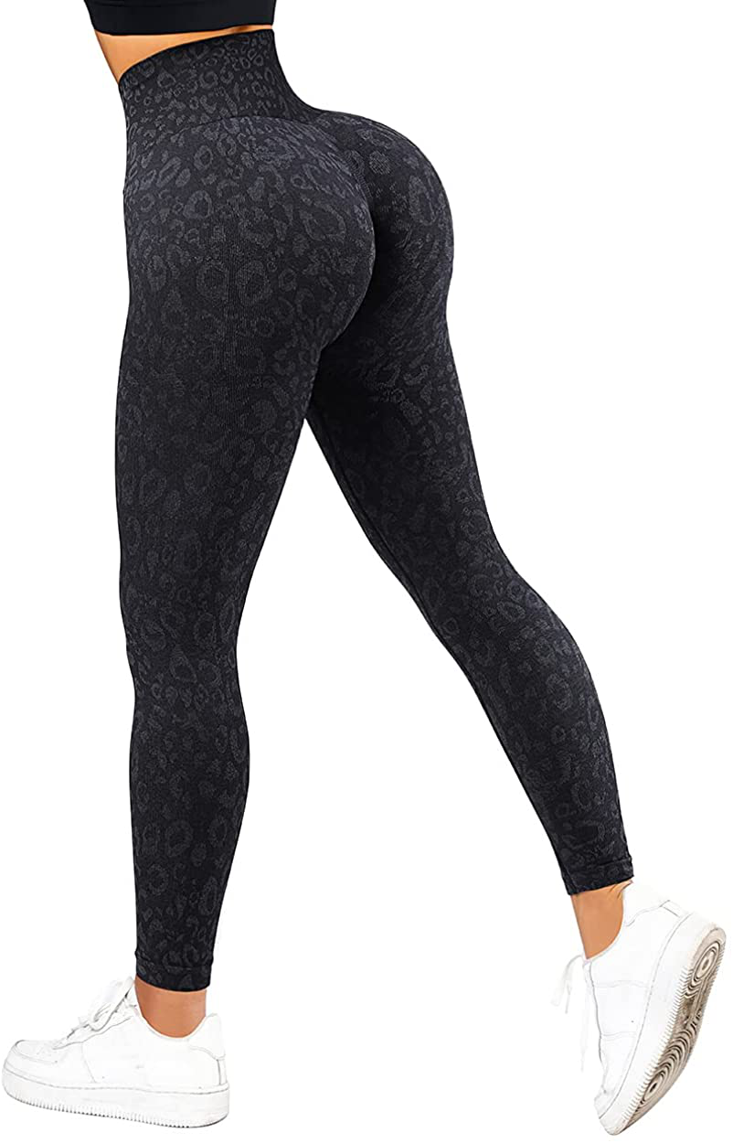 SUUKSESS Women Scrunch Butt Lifting Seamless Leggings Booty High Waisted Workout Yoga Pants Apparel & Accessories > Clothing > Activewear SUUKSESS #1 Upgrade Leopard Black Small