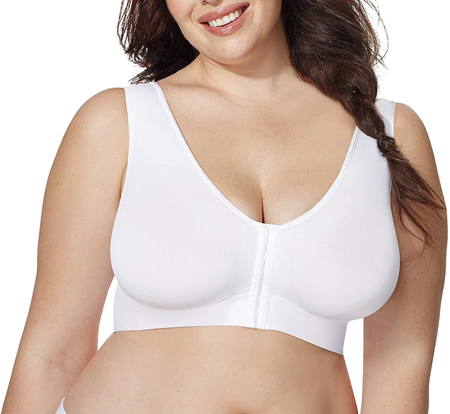 JUST MY SIZE Women'S Pure Comfort Front Close Wirefree Bra MJ1274 Apparel & Accessories > Clothing > Underwear & Socks > Bras Kylie Max