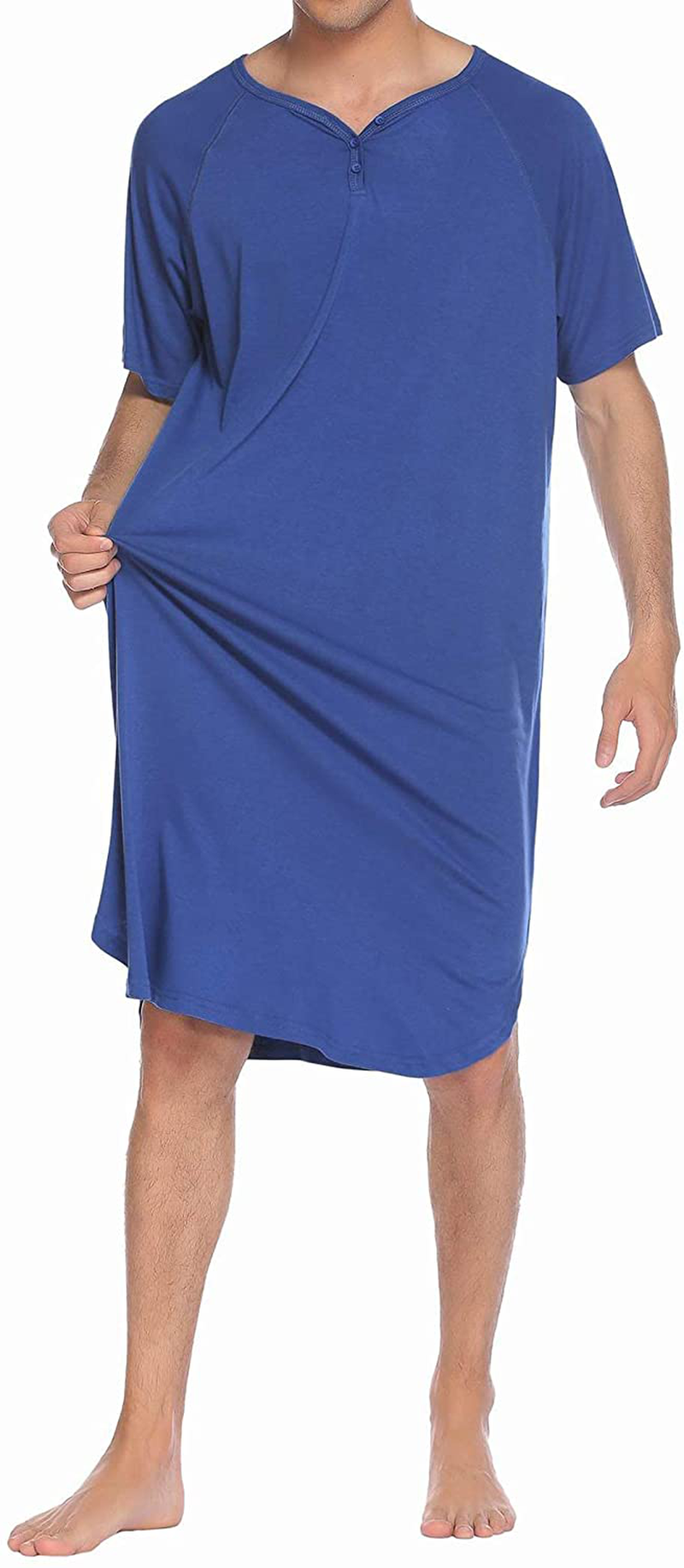 Ekouaer Sleepwear Men'S Nightshirt Short Sleeve Pajamas Comfy Big & Tall Henley Sleep Shirt M-XXXL Apparel & Accessories > Clothing > Sleepwear & Loungewear > Nightgowns Kylie Max