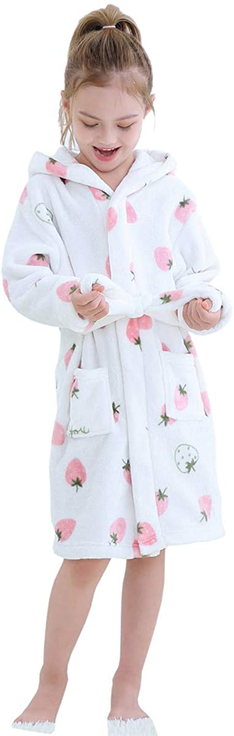 Betusline Girls Bathrobe Soft Fleece Hooded Robe, 12 Months - 18 Years Apparel & Accessories > Clothing > Sleepwear & Loungewear > Robes Kylie Max
