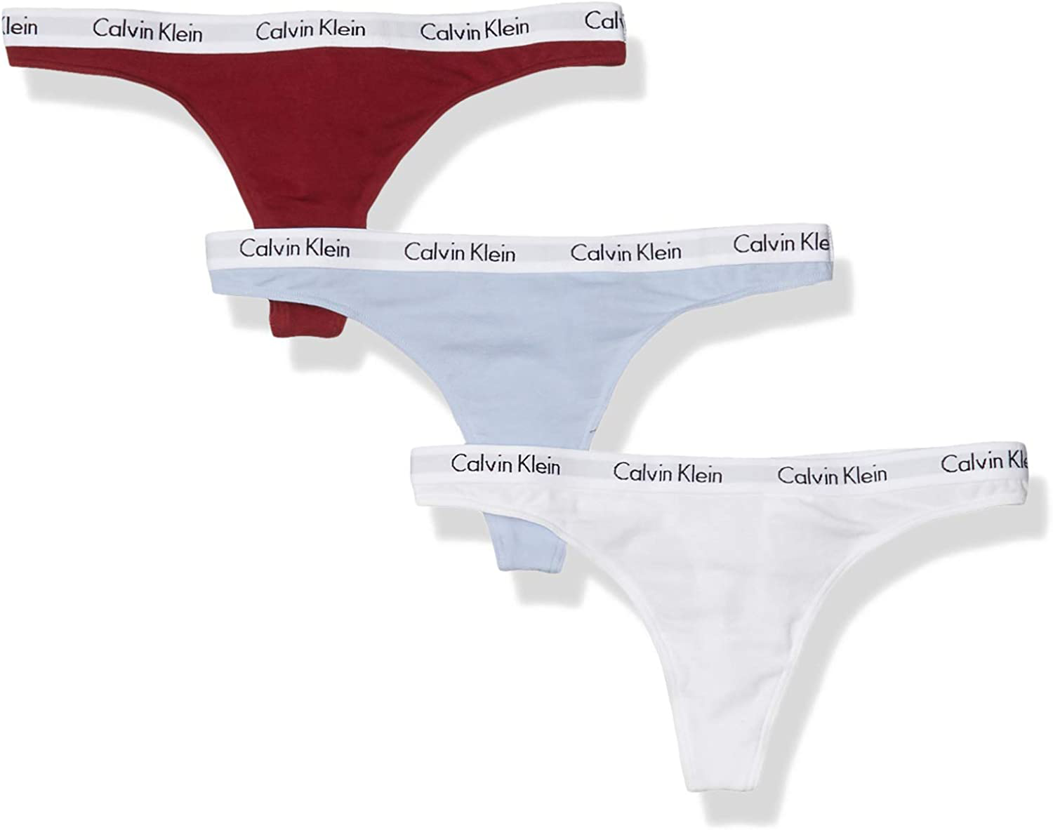 Calvin Klein Women's Carousel Logo Cotton Thong Panty Apparel & Accessories > Clothing > Underwear & Socks > Underwear Calvin Klein Raspberry Jam/Dusty Periwinkle/White 3 X-Small