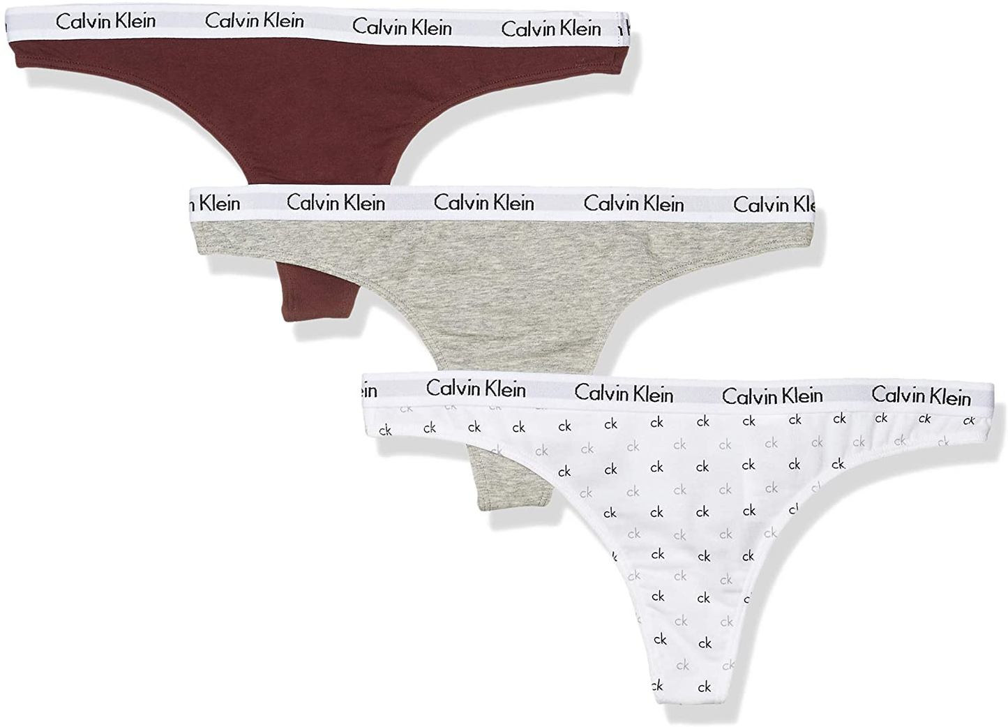 Calvin Klein Women's Signature Logo Cotton Thong Apparel & Accessories > Clothing > Underwear & Socks > Underwear Calvin Klein Maroon/Grey Heather/Logo 3 Medium