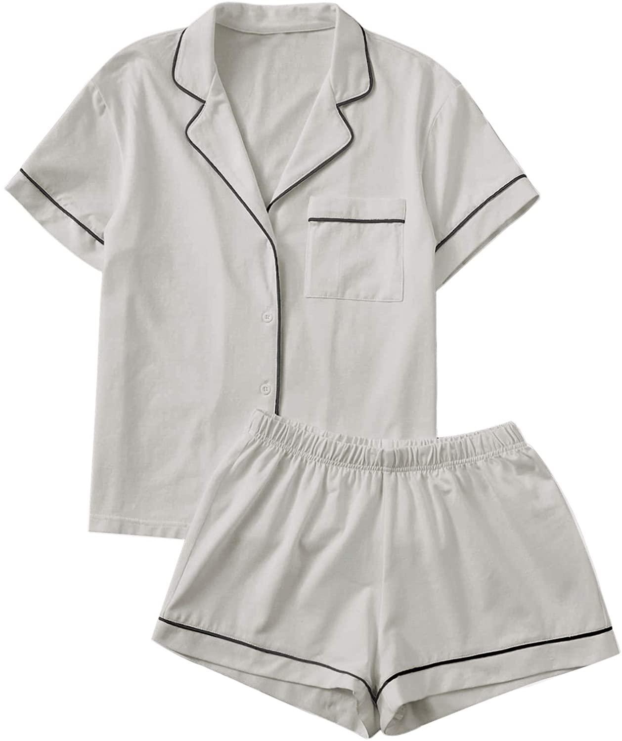 Floerns Women's Notch Collar Short Sleeve Sleepwear Two Piece Pajama Set Apparel & Accessories > Clothing > Sleepwear & Loungewear > Pajamas Floerns