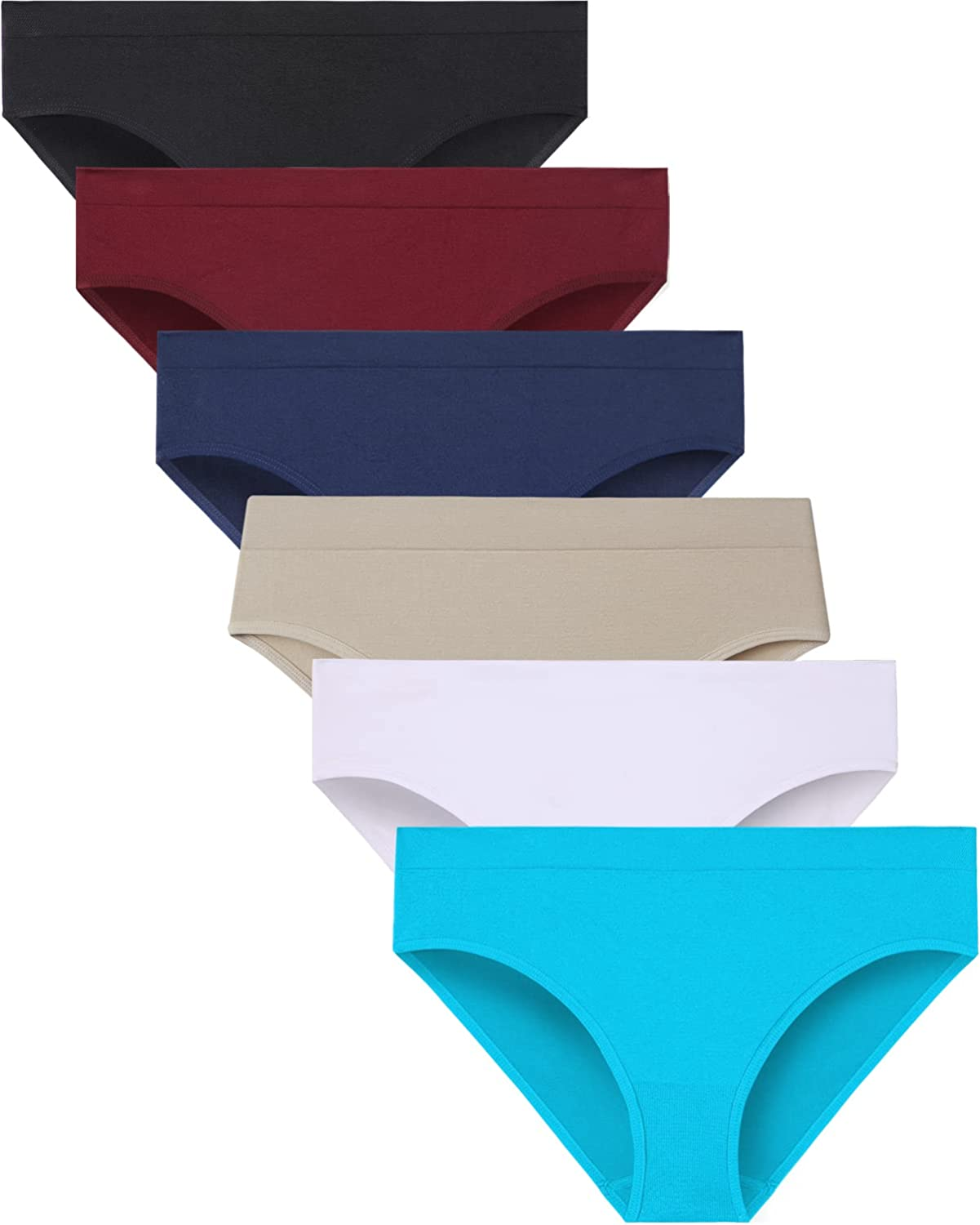Areke Womens Bikini Panties Seamless Underwear, Soft Stretch Cheekini Hipster Briefs 6 Pack Areke Colorful Assorted 6pack X-Large