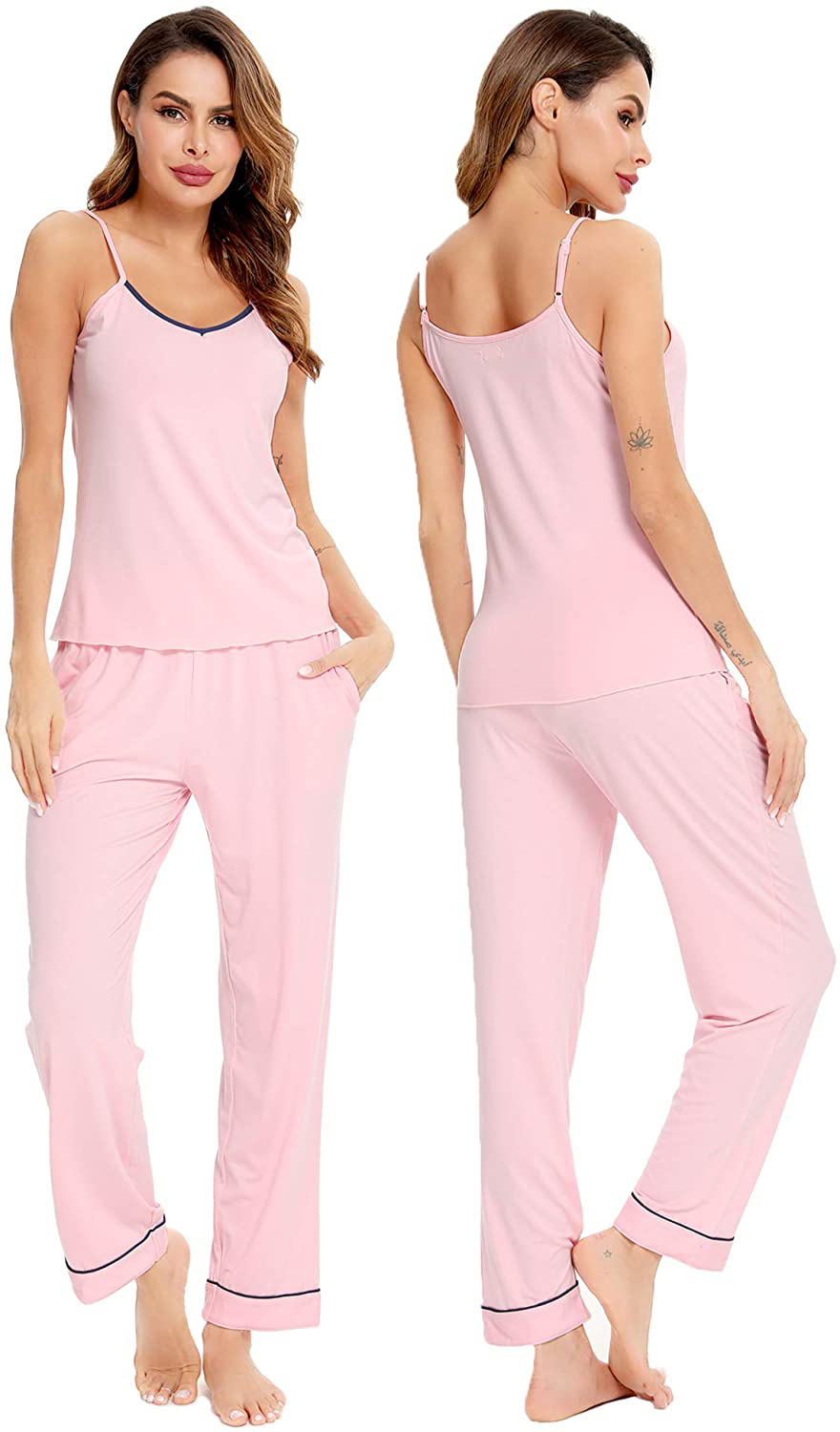 Lecgee Women'S Pajamas Set V-Neck Two Piece Sleepwear Spaghetti Strap Sleeveless Nightwear Apparel & Accessories > Clothing > Sleepwear & Loungewear Kylie Max