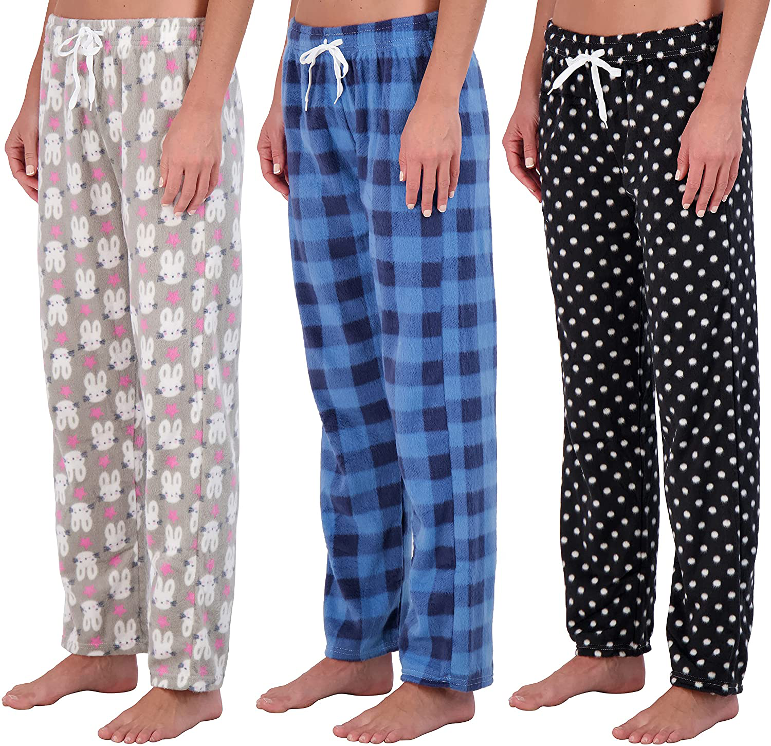Real Essentials 3 Pack: Women’s Ultra-Soft Fleece Comfy Stretch Pajama Lounge Pants Elegant Sleepwear Apparel & Accessories > Clothing > Sleepwear & Loungewear > Pajamas Real Essentials Fleece Set B Small