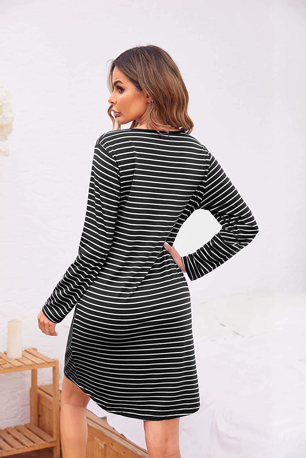 Ekouaer Women'S Nightshirt Long Sleeve Button down Nightgown V-Neck Sleepwear Short Sleeve Pajama Dress Apparel & Accessories > Clothing > Sleepwear & Loungewear > Nightgowns Kylie Max