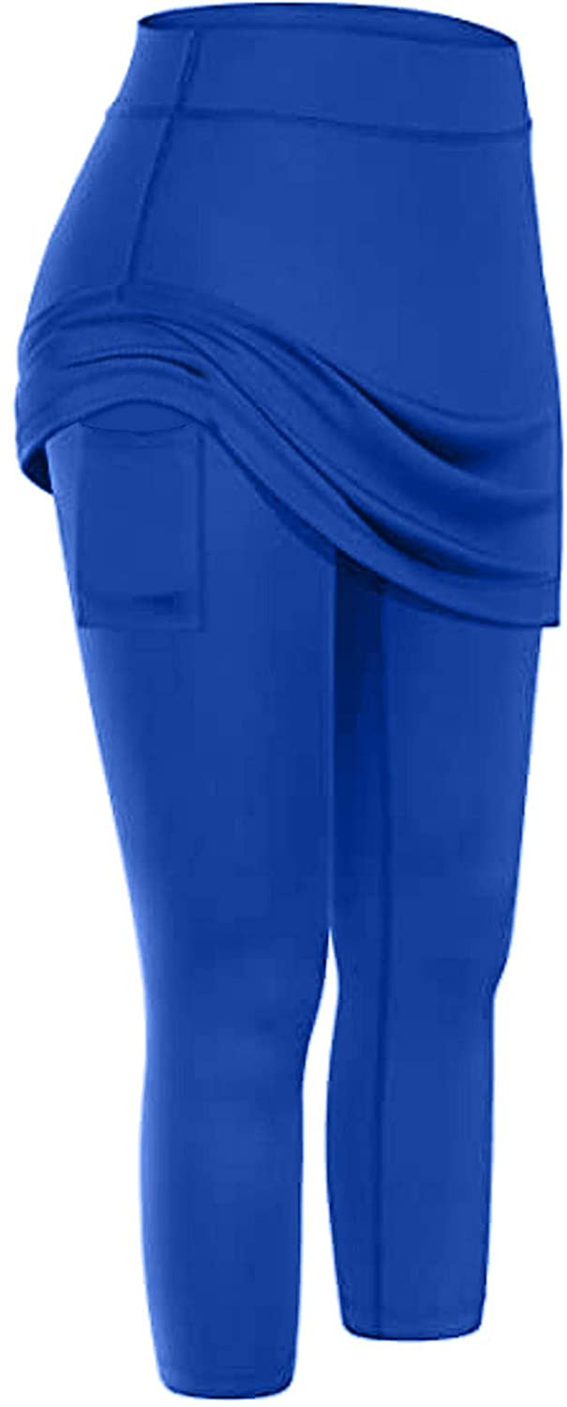 Burband Womens Skirted Leggings Capri Skirt Yoga Active Tights Pants Golf Tennis Workout Skort Sport Leggings with Pockets Apparel & Accessories > Clothing > Underwear & Socks > Shapewear Burband