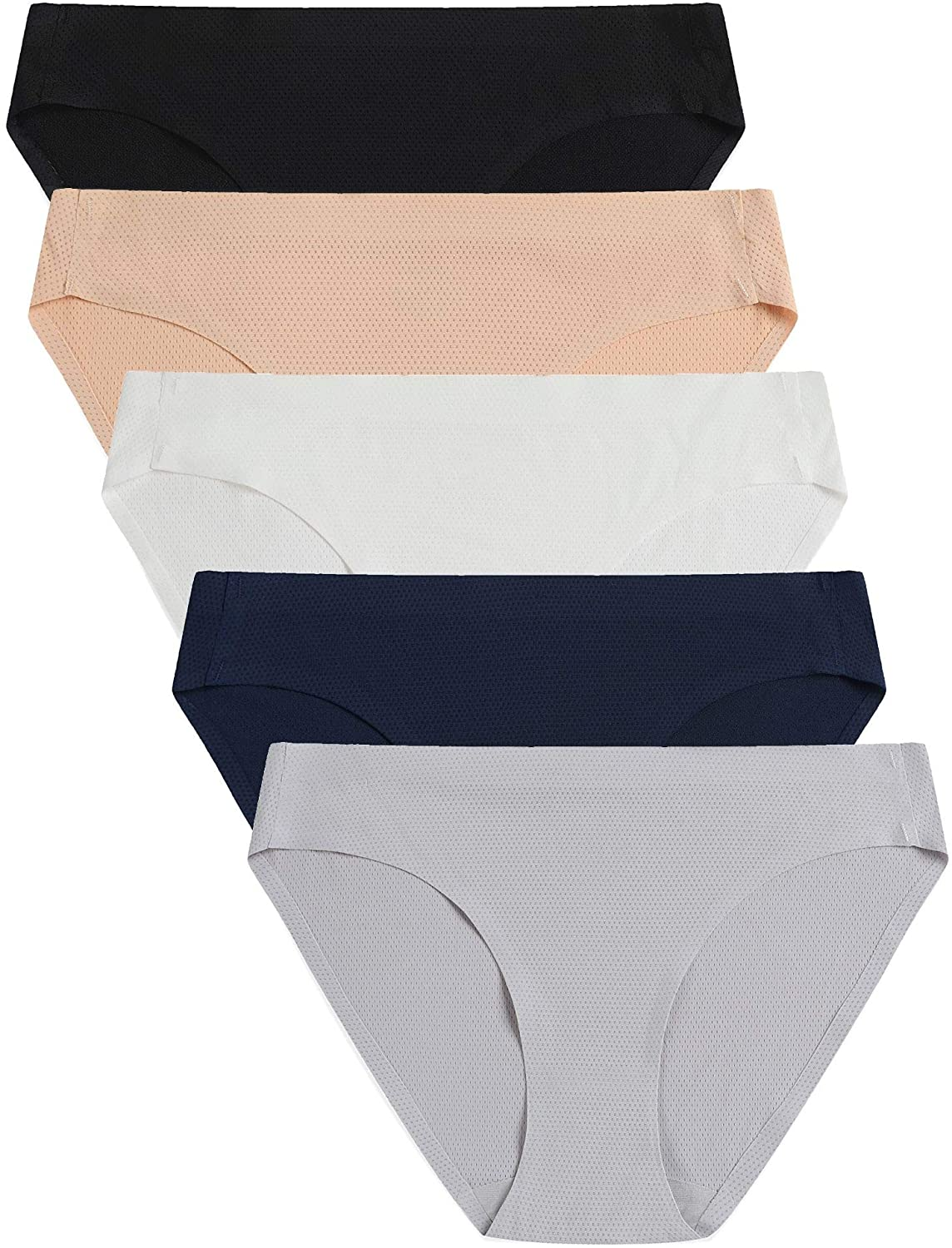 VOENXE Womens Seamless Underwear Breathable Stretch Bikini Panties Apparel & Accessories > Clothing > Underwear & Socks > Underwear voenxe D-5 Pack Basics X-Small