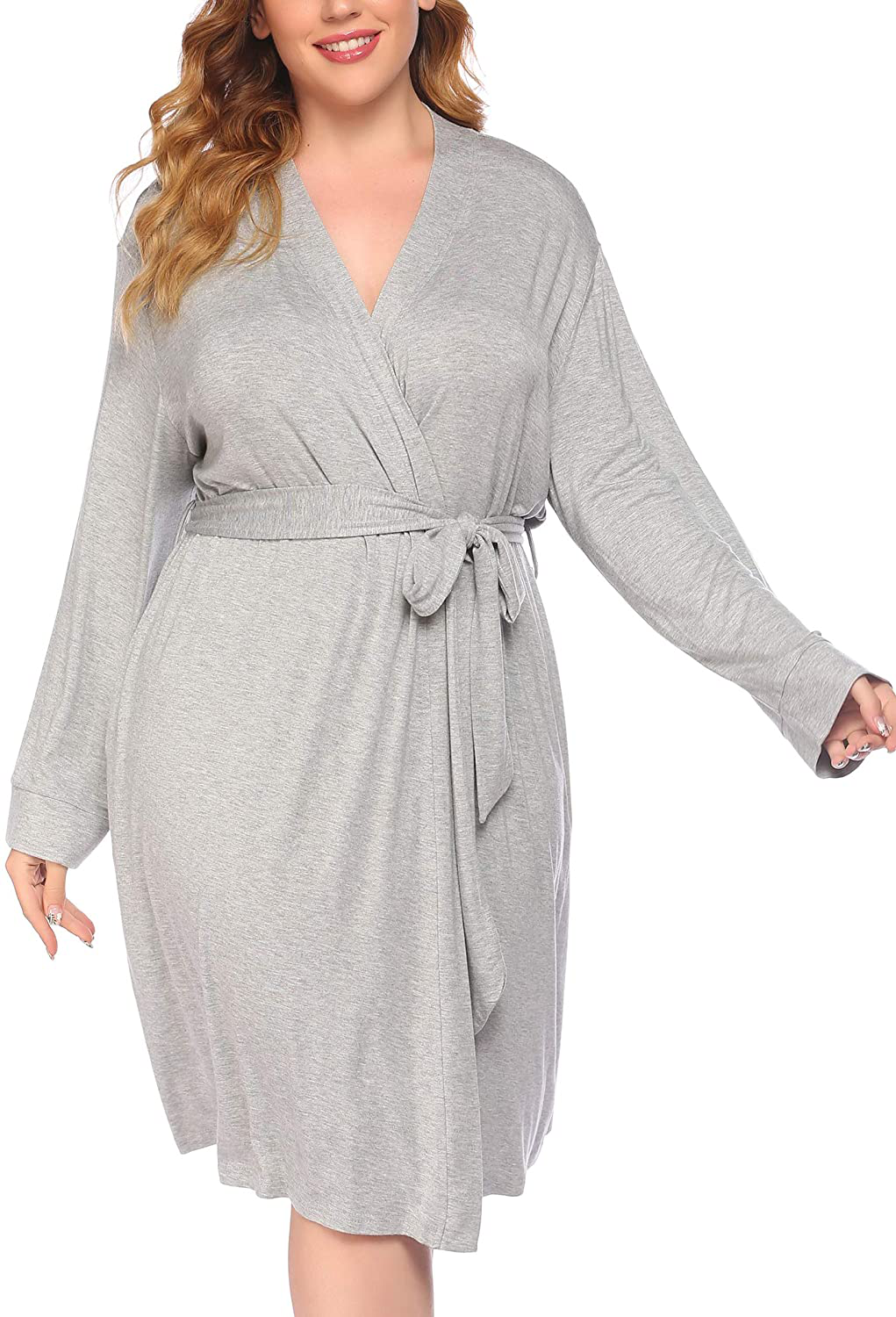 IN'VOLAND Women plus Size Robes Long Sleeve Bath Robe Knit Bathrobe Soft Sleepwear Ladies Nightwear(16W-28W) Apparel & Accessories > Clothing > Sleepwear & Loungewear > Robes IN'VOLAND