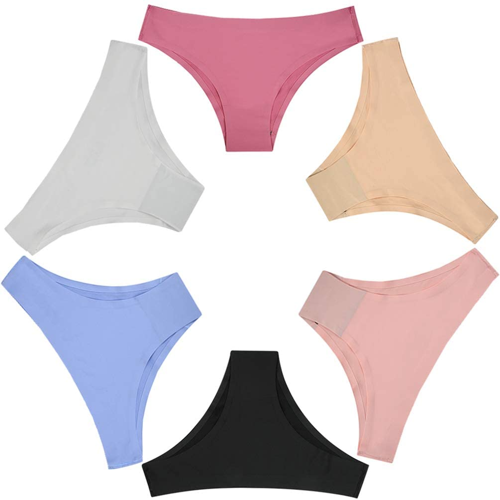 Nightaste Women Seamless No Show Tanga Panties Pack of 6Pcs Half Back Coverage Cheeky Bikini Thong Underwear Apparel & Accessories > Clothing > Underwear & Socks > Underwear Nightaste 6 Colors X-Large