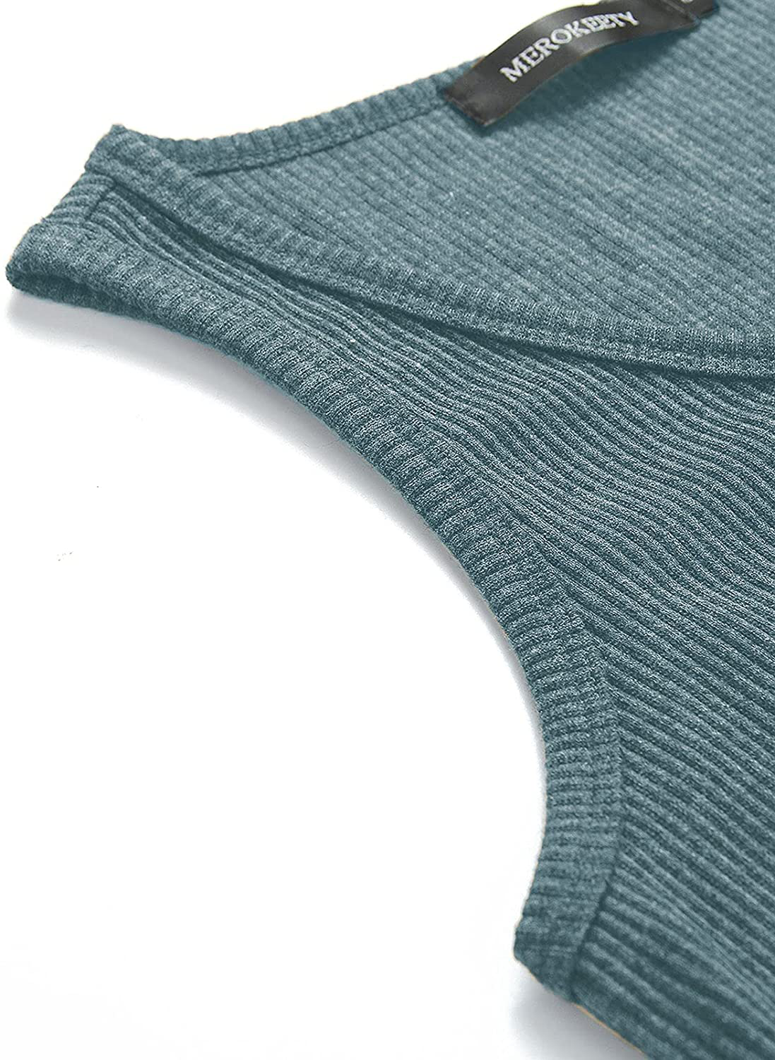 MEROKEETY Womens V Neck Tank Tops Summer Sleeveless Ribbed Button Casual Henley Shirts Apparel & Accessories > Clothing > Activewear Kylie Max