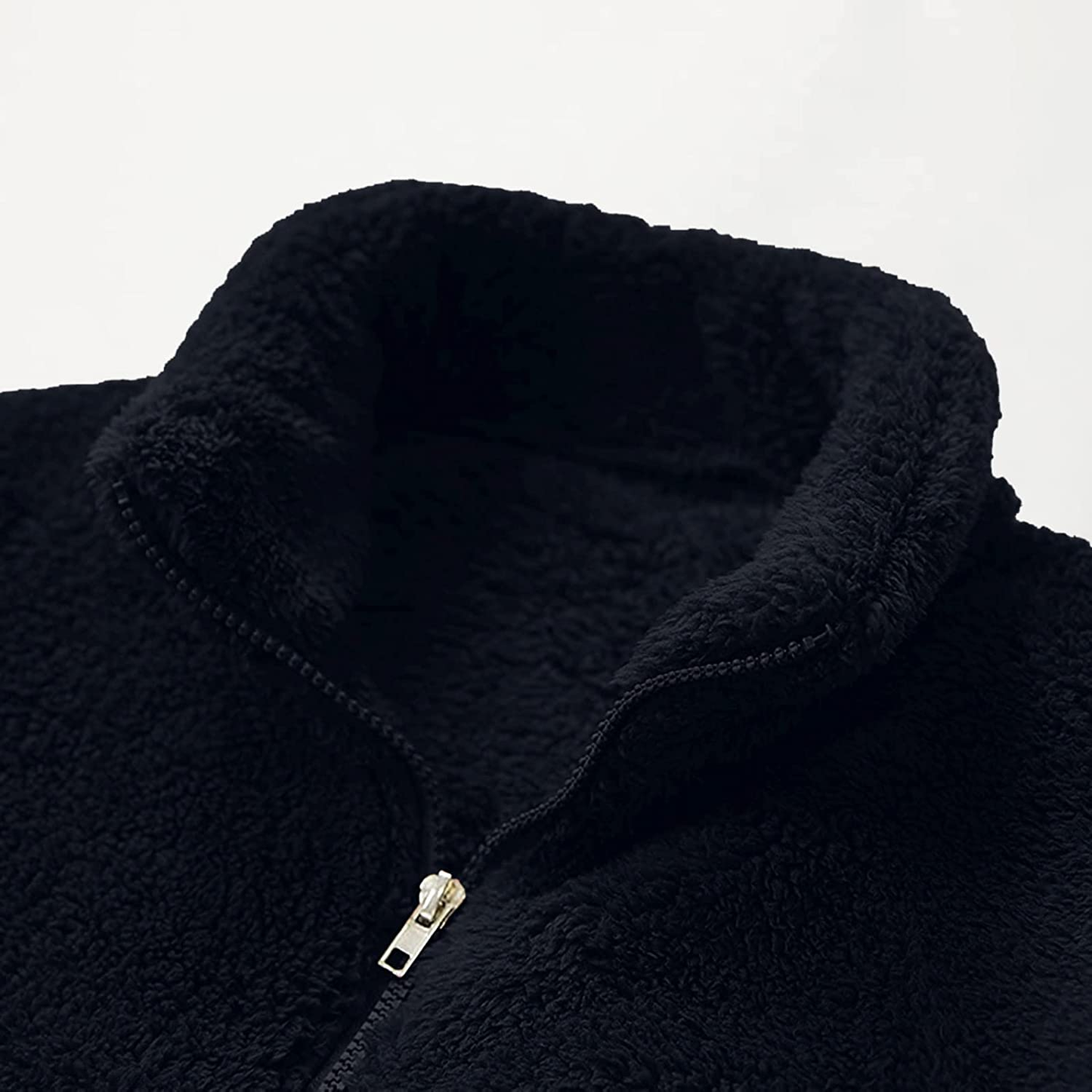 Merthy Mens Fuzzy Sherpa Fleece Jacket Casual Long Sleeve Stand Collar Furry Faux Woolen Cardigan Coat Zipper Teddy Coats Apparel & Accessories > Clothing > Underwear & Socks > Shapewear Merthy