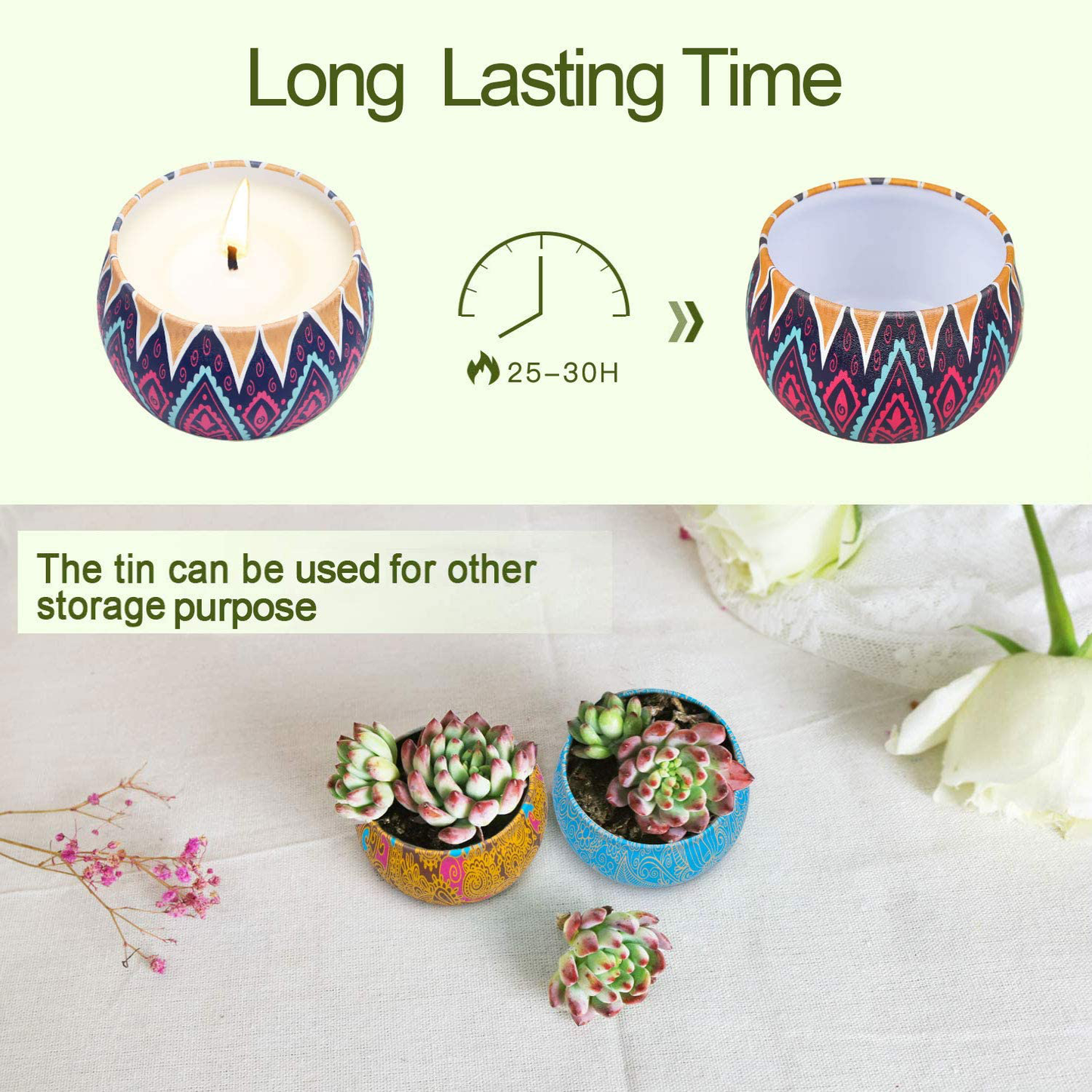 Scented Candles Set for Women Portable Candles Travel Tin Fragrance Gift for Mother Day Birthday Valentine Day Weddings Soy Candle Long Lasting Aromatherapy Candles for Home Fragrances Decor Arts & Entertainment > Party & Celebration > Gift Giving YINUO LIGHT