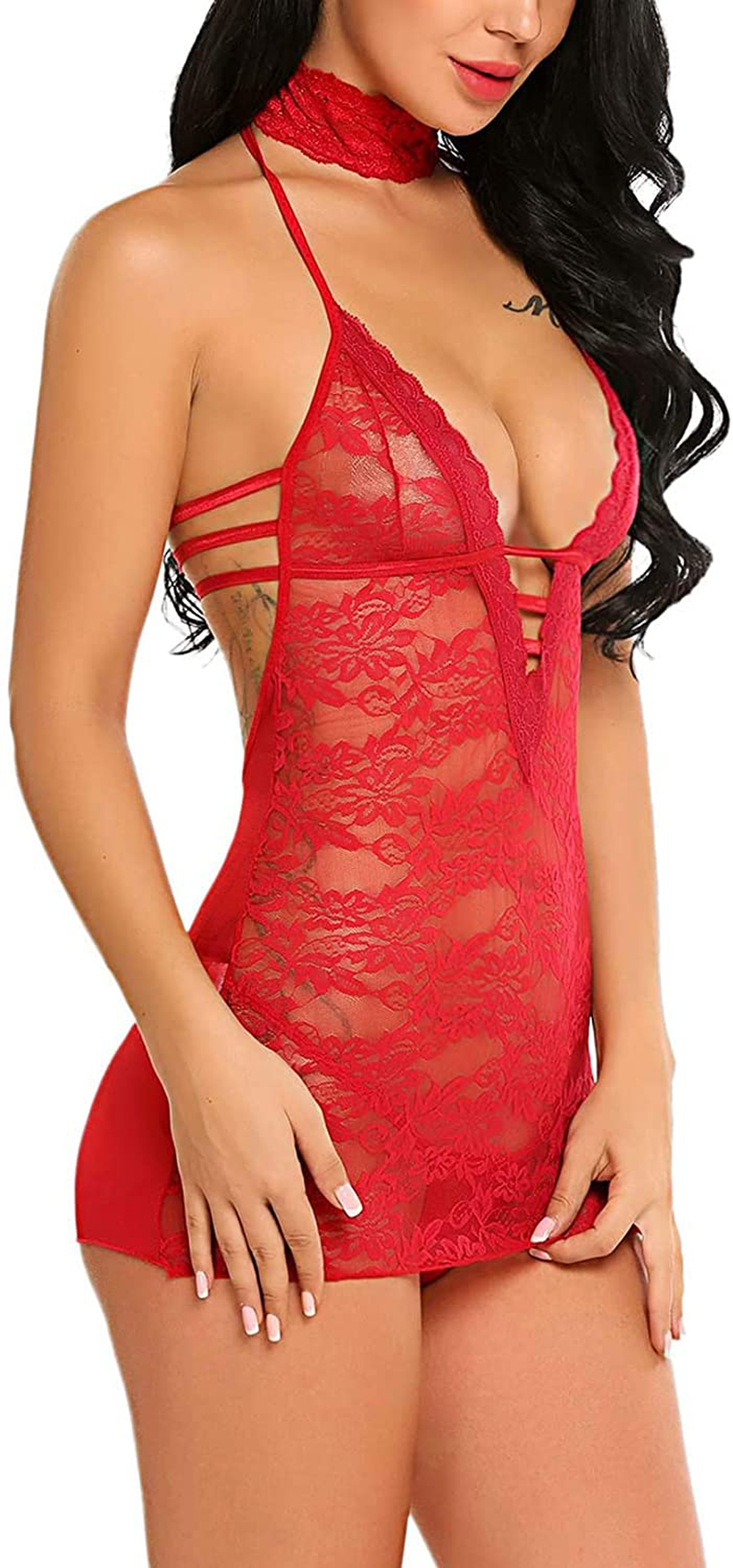 Avidlove Women Babydoll Lingerie Lace Chemise Halter Nightwear Teddy Dress Apparel & Accessories > Clothing > Underwear & Socks > Lingerie Kylie Max