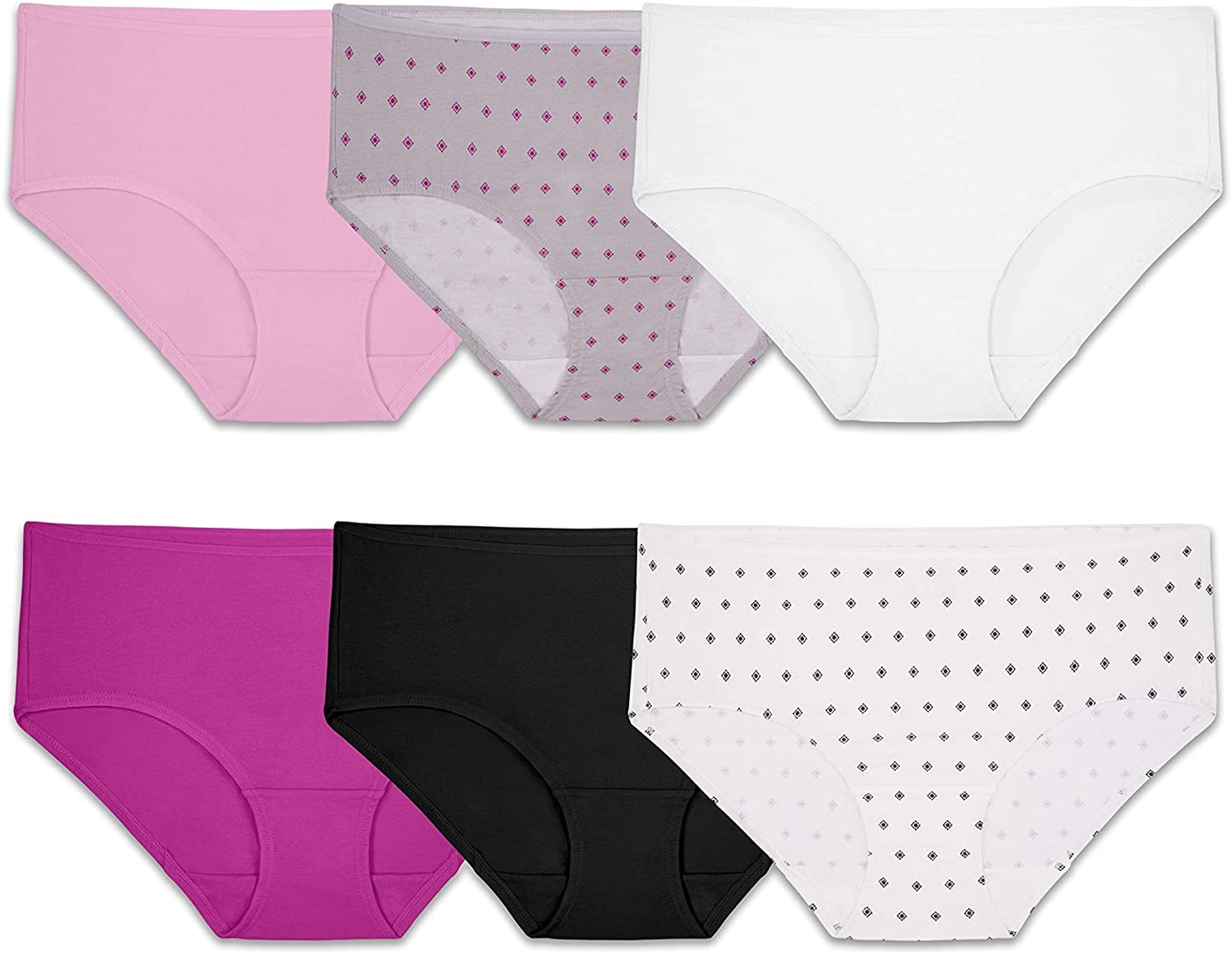 Fruit of the Loom Women'S Cotton Stretch Panties (Regular & plus Size) Apparel & Accessories > Clothing > Underwear & Socks > Underwear Fruit of the Loom Hipster - 6 Pack - Assorted Color Hipster 7