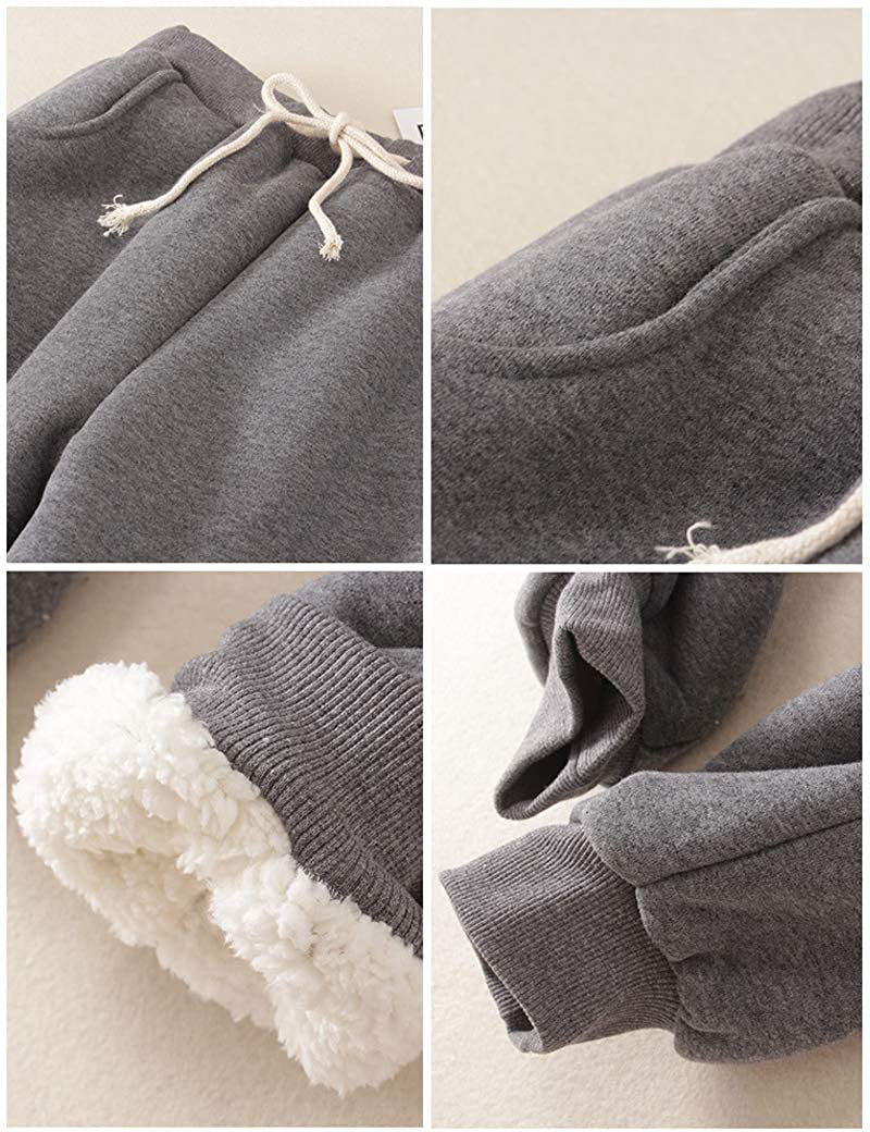 Hesayep Women'S Warm Sherpa Lined Sweatpants Drawstring Athletic Jogger Fleece Pants with Pockets Apparel & Accessories > Clothing > Activewear Kylie Max