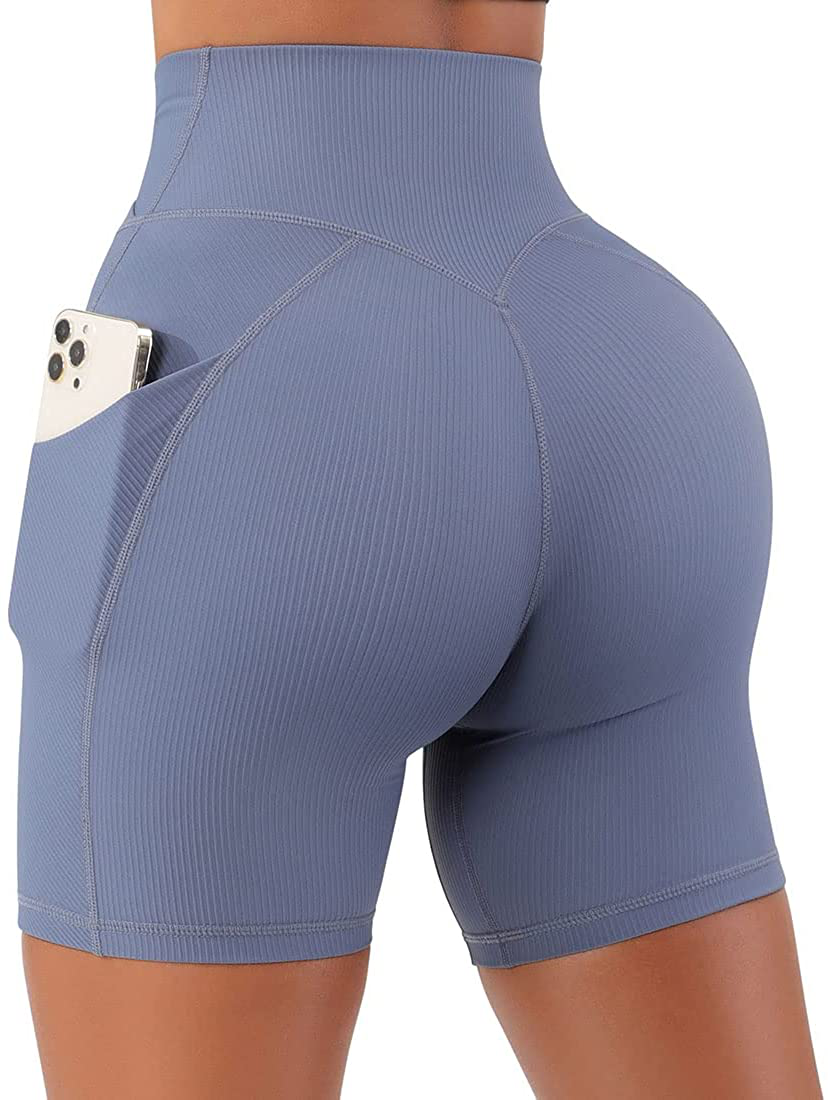 SUUKSESS Women Cross Workout Shorts with Pockets 5" High Waist Booty Biker Short Apparel & Accessories > Clothing > Shorts Kylie Max