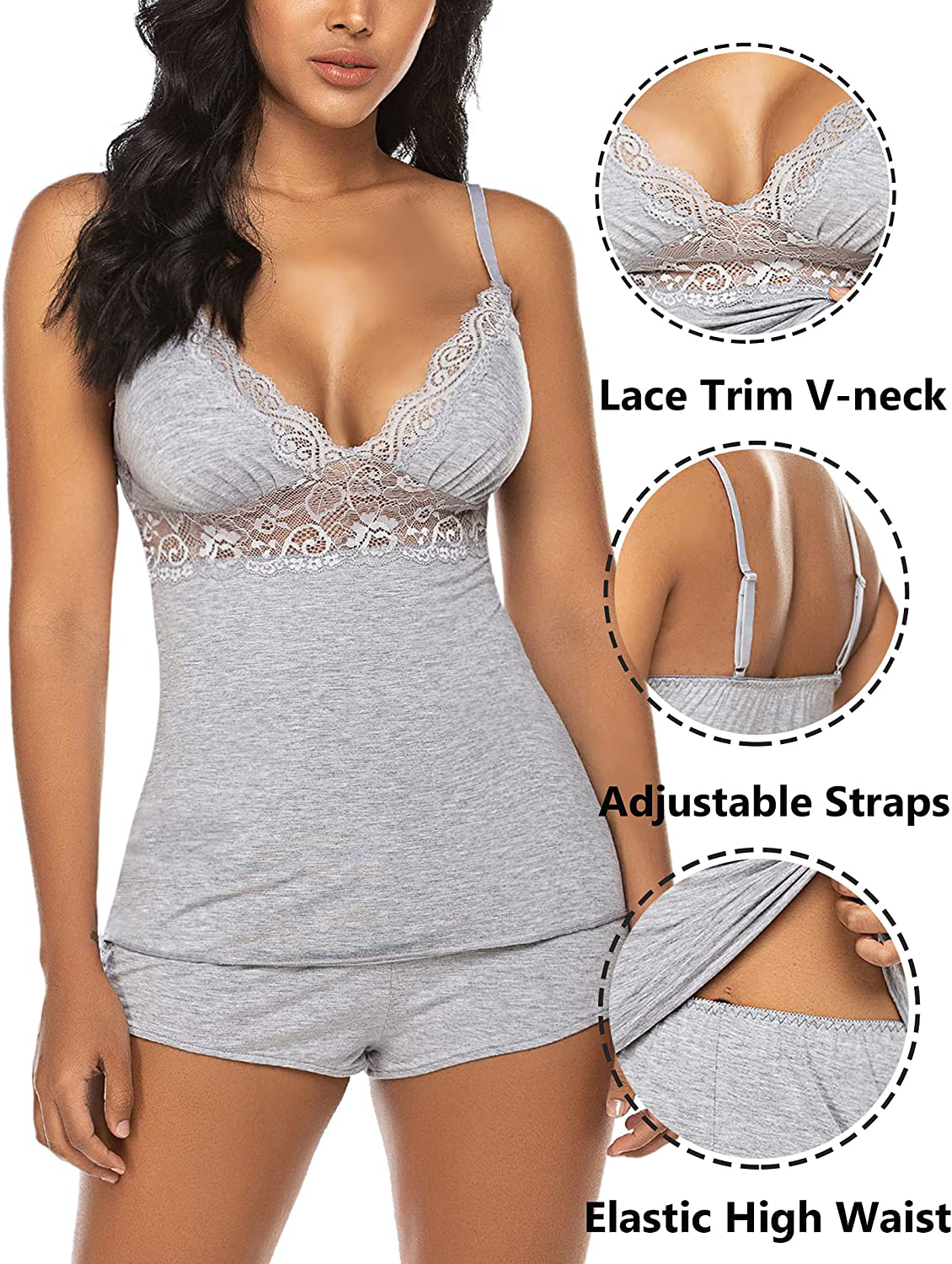 Avidlove Womens Sleepwear Lace Pajamas Cami PJS Set Pajama Set for Women Apparel & Accessories > Clothing > Sleepwear & Loungewear Kylie Max