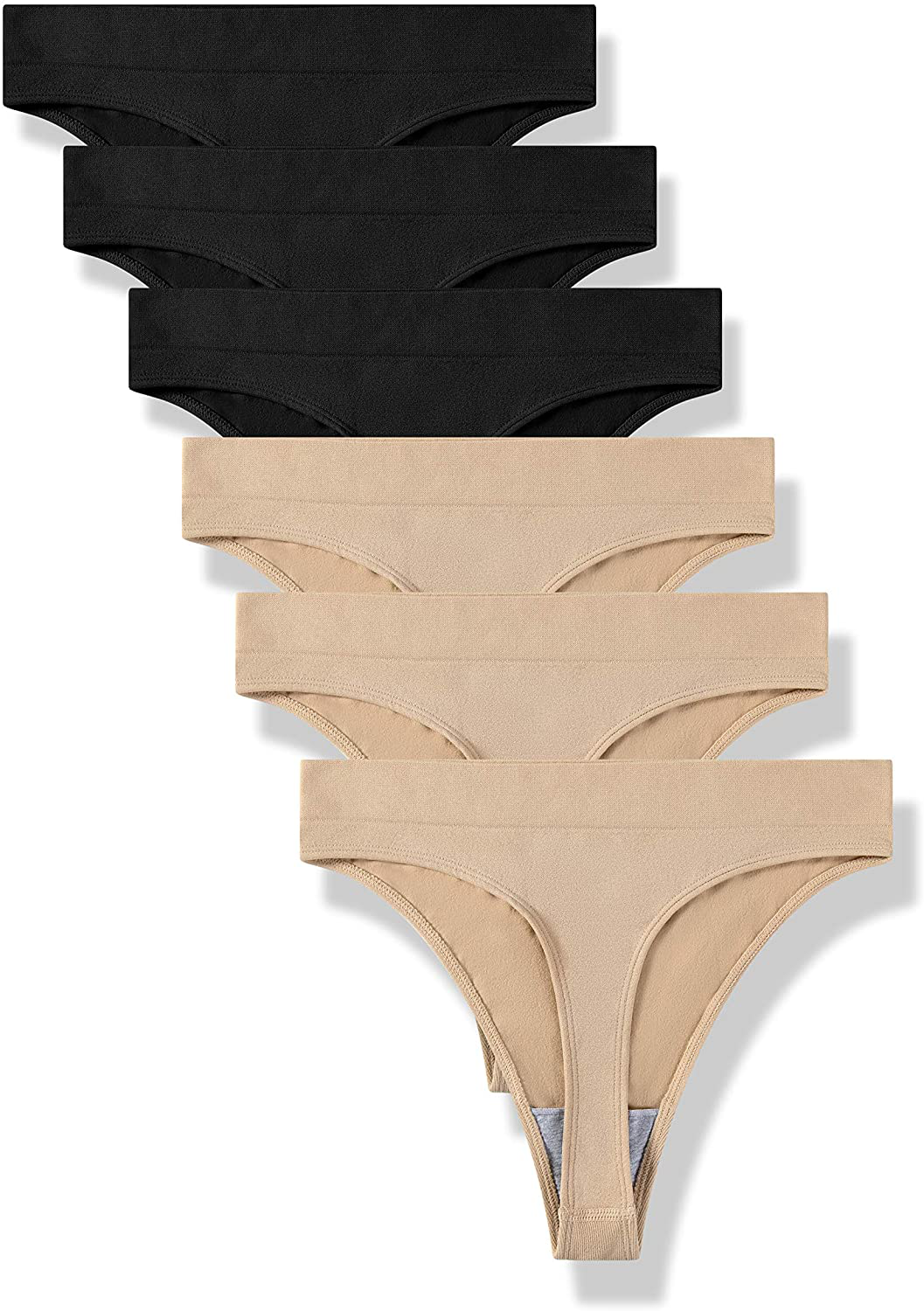 GRANKEE Women's Breathable Seamless Thong Panties No Show Underwear Pack Apparel & Accessories > Clothing > Underwear & Socks > Underwear GRANKEE B3s3 6 Pack Medium