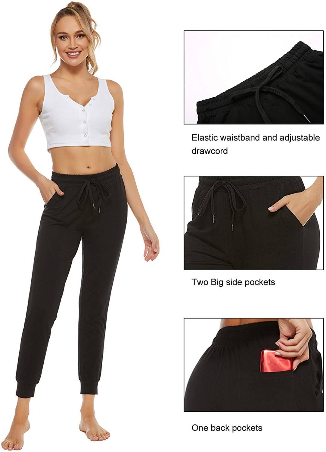 Stelle Women'S Sweatpants Lightweight Yoga Joggers Athletic Workout Track Pants with Pockets 28" Apparel & Accessories > Clothing > Activewear Kylie Max