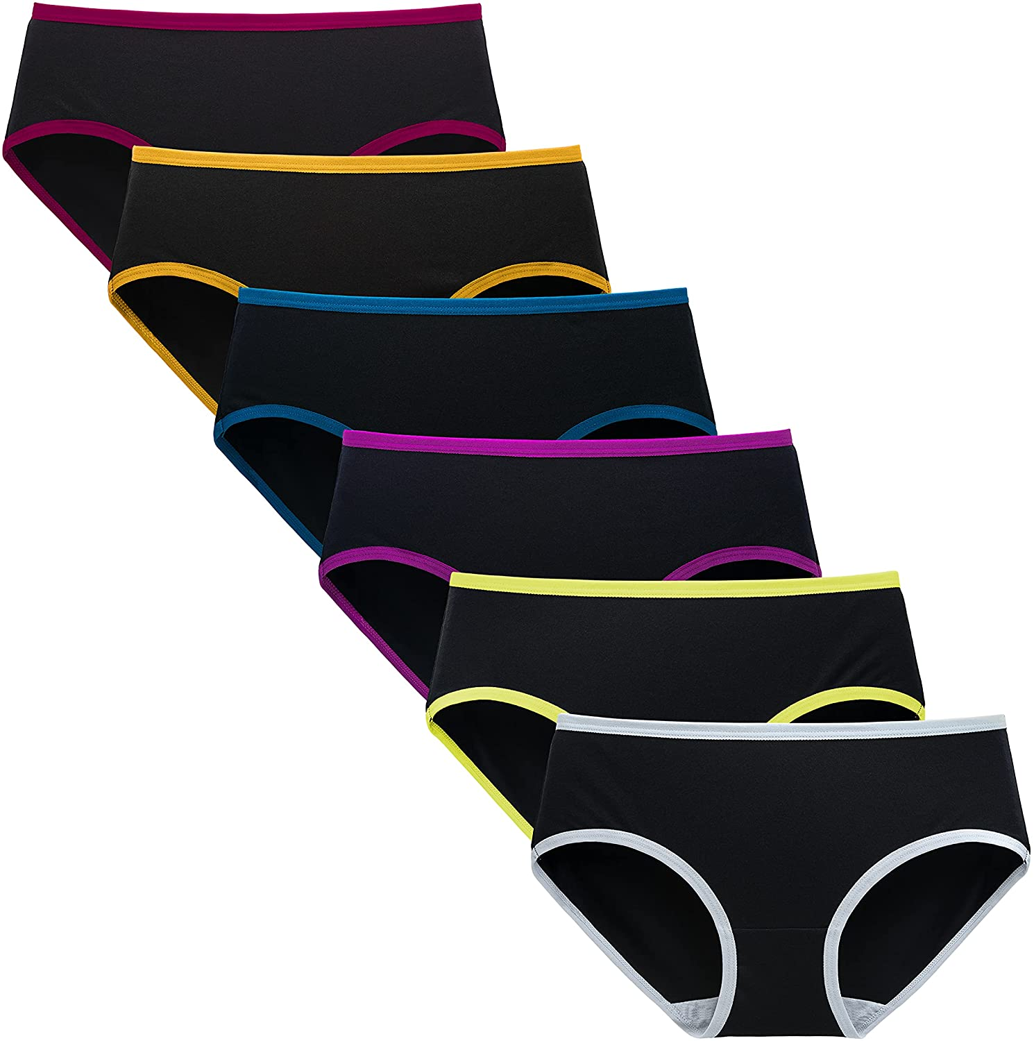 Cotton Hipster Panties for Women Low Rise No Muffin Top Cheeky Underwear for Girls 6 Pack Apparel & Accessories > Clothing > Underwear & Socks > Underwear TUTUESTHER 6 Black Medium