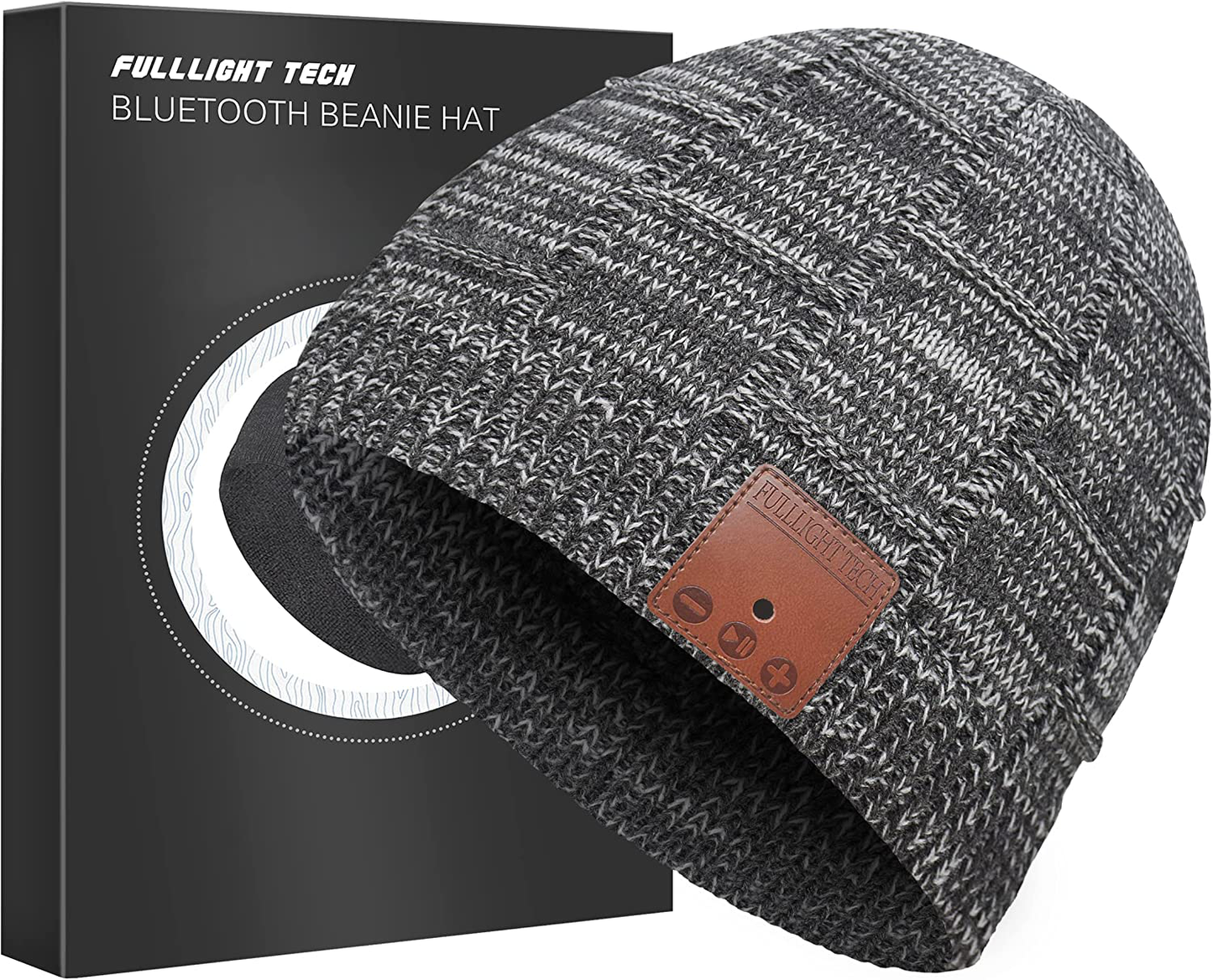 Upgraded Bluetooth Beanie Hat with Headphones Unique Tech Gifts Arts & Entertainment > Party & Celebration > Gift Giving FULLLIGHT TECH Mix Grey/White Medium