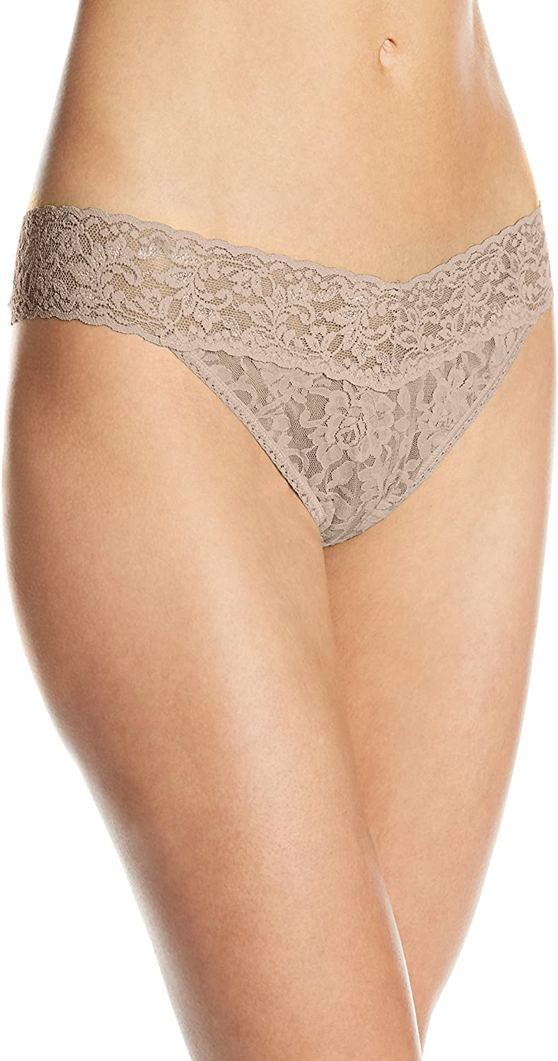 hanky panky, Signature Lace Original Rise Thong, One Size (4-14) Apparel & Accessories > Clothing > Underwear & Socks > Underwear hanky panky Taupe One Size