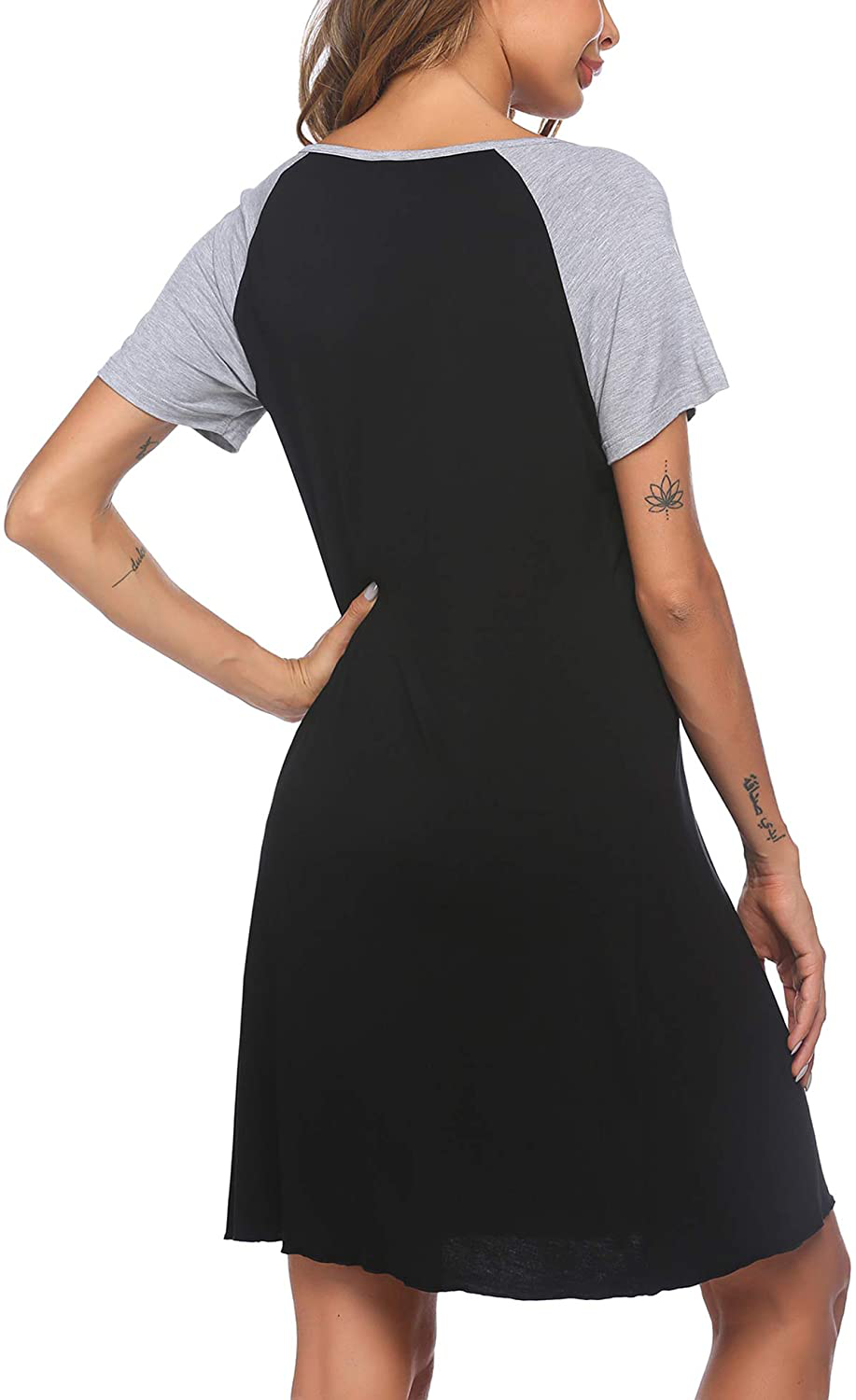 Ekouaer Women'S Nightgown Short Sleeve Sleepwear Comfy Sleep Shirt Pleated Scoopneck Nightshirt S-XXXL Apparel & Accessories > Clothing > Sleepwear & Loungewear > Nightgowns Kylie Max