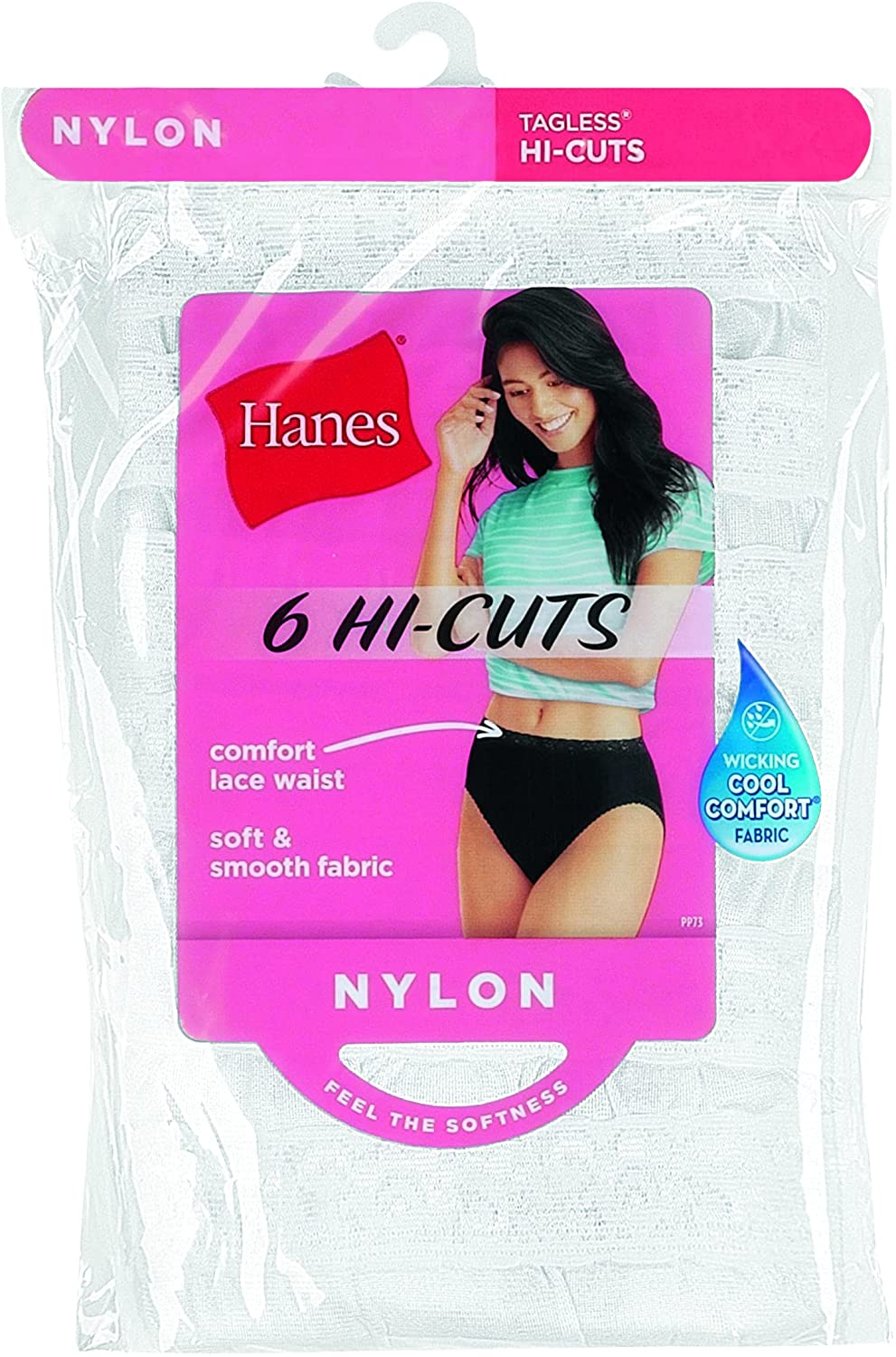 Hanes Women'S Nylon 6-Pack Hi Cut Underwear (Colors May Vary) Apparel & Accessories > Clothing > Underwear & Socks > Underwear Hanes
