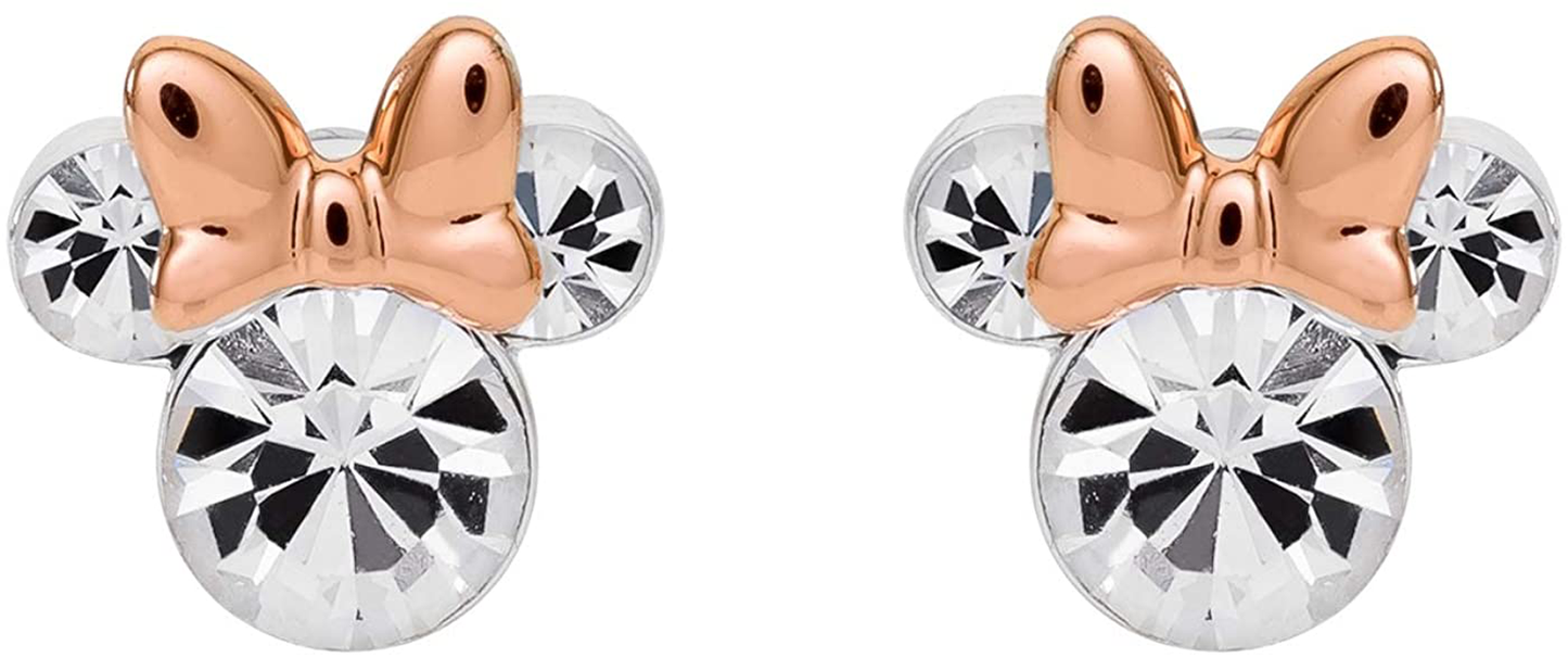 Disney Minnie Mouse Birthstone Jewelry, Silver Plated Crystal Stud Earrings for Women and Girls Arts & Entertainment > Party & Celebration > Gift Giving Disney April-Two Tone