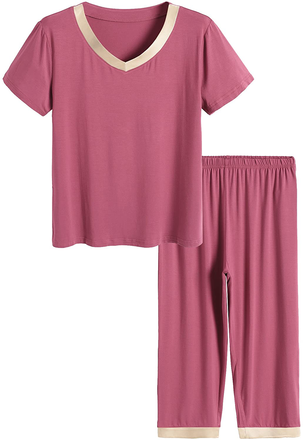 Latuza Women’s Sleepwear Tops with Capri Pants Pajama Sets Apparel & Accessories > Clothing > Sleepwear & Loungewear > Pajamas Latuza Brick Red XX-Large Plus