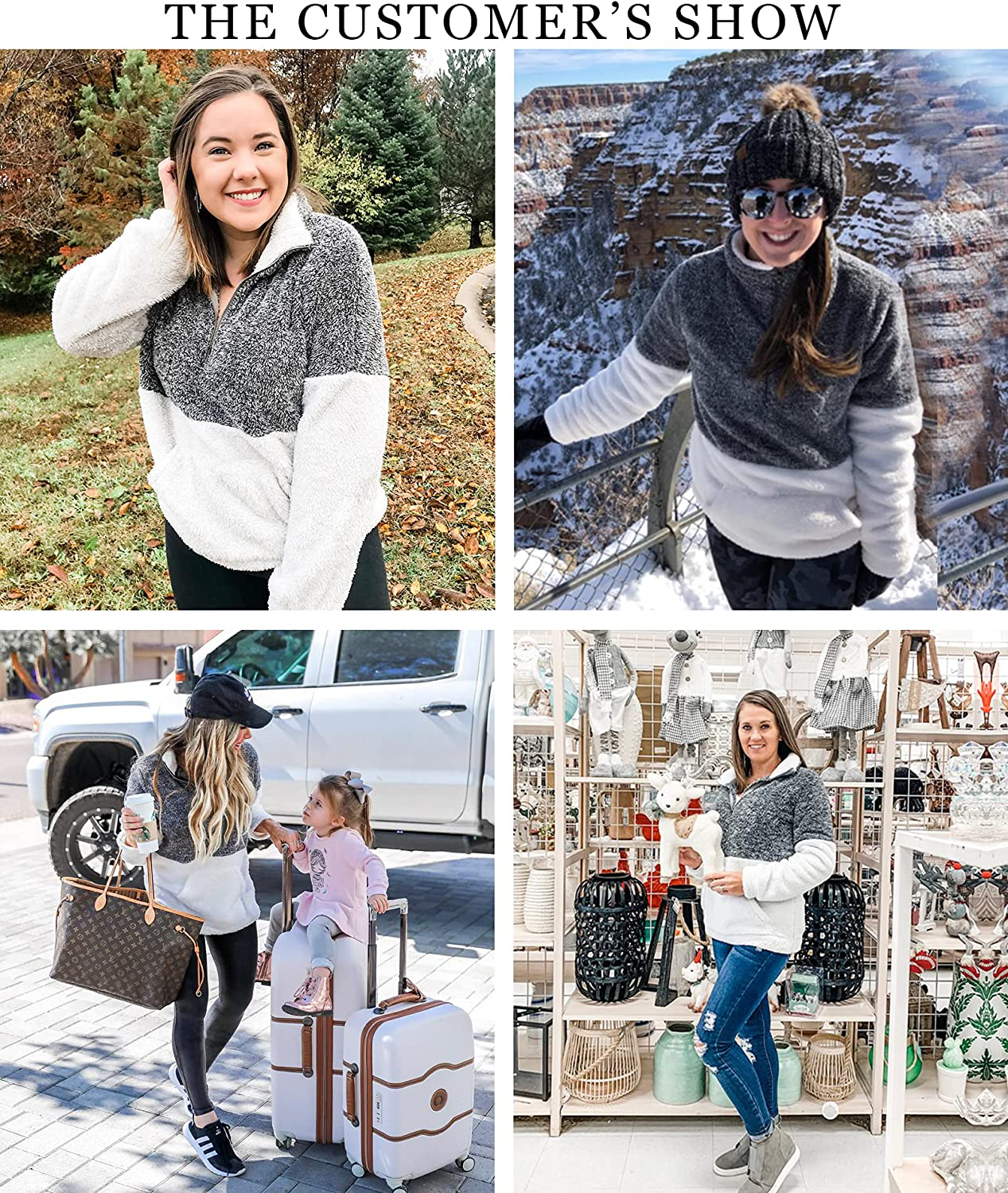 BTFBM Women Sherpa Pullover Quarter Zip Long Sleeve Fluffy Soft Fleece Jackets Sweaters Sweatshirts Hoodies Outwear Coat Apparel & Accessories > Clothing > Activewear Kylie Max