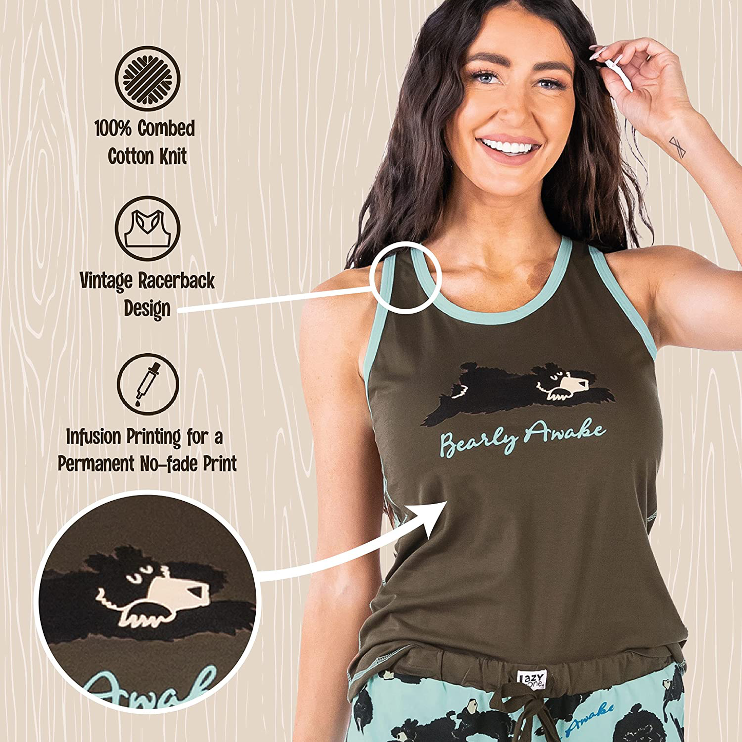 Lazy One Tank and Shorts Pajama Separates, Cute Summer Pajamas for Women, Mix-And-Match, Vintage Styling, Separates Apparel & Accessories > Clothing > Sleepwear & Loungewear > Pajamas Kylie Max