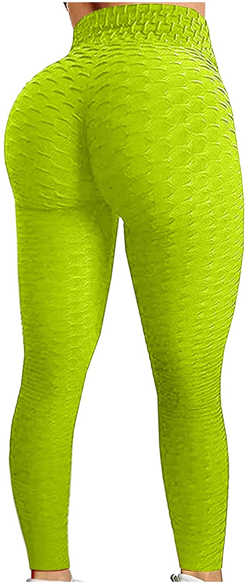 Burband Womens Anit Cellulite Texutred Booty Shaping Leggings Seamless Scrunch Butt Lifting Tummy Control Yoga Biker Pants Apparel & Accessories > Clothing > Underwear & Socks > Shapewear Burband Yellow Small