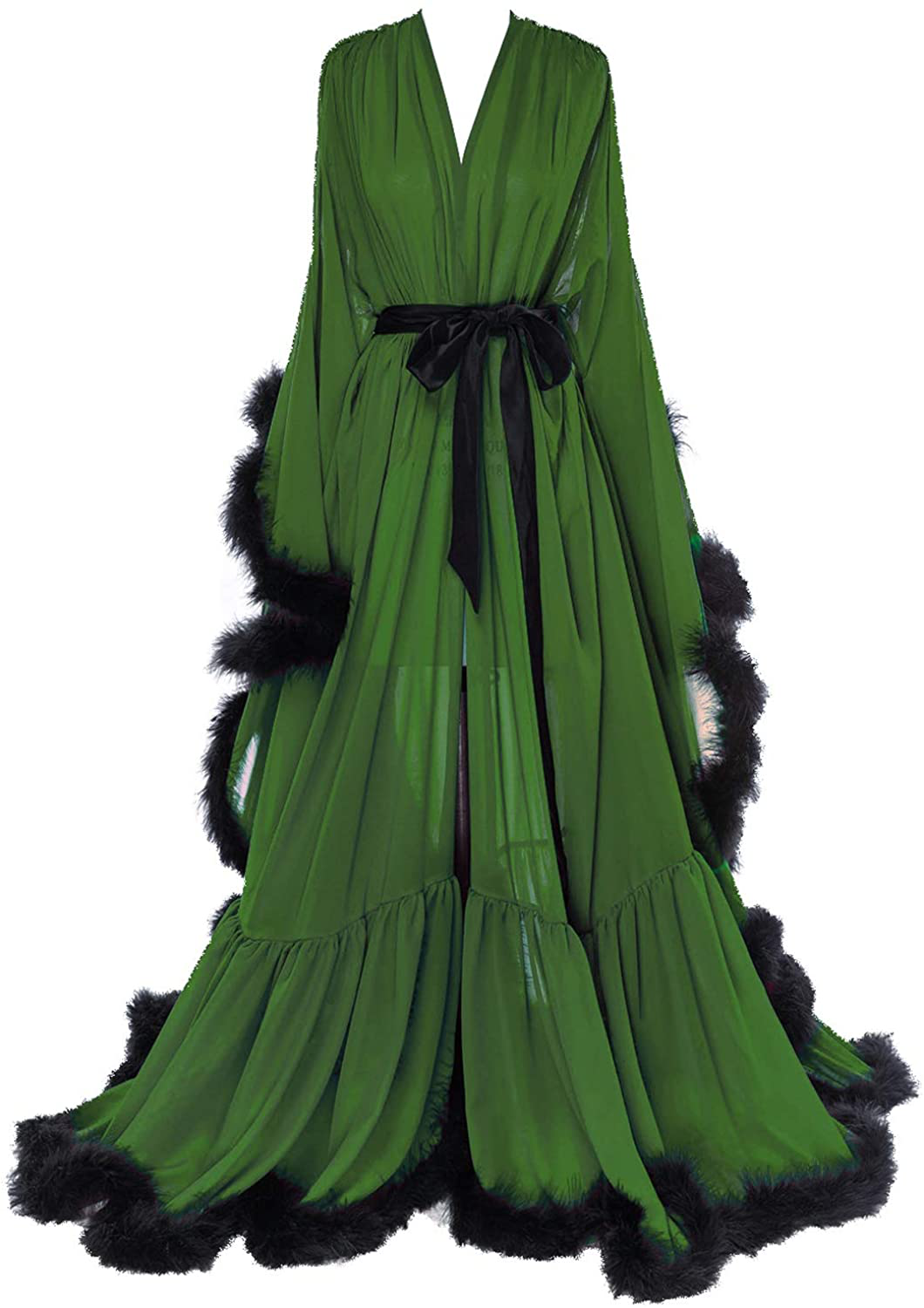 Molisa Women'S Sexy Feather Bridal Robe Long Wedding Scarf Illusion Bathrobe Sleepwear Lingerie Robe Nightgown Apparel & Accessories > Clothing > Sleepwear & Loungewear > Robes Molisa