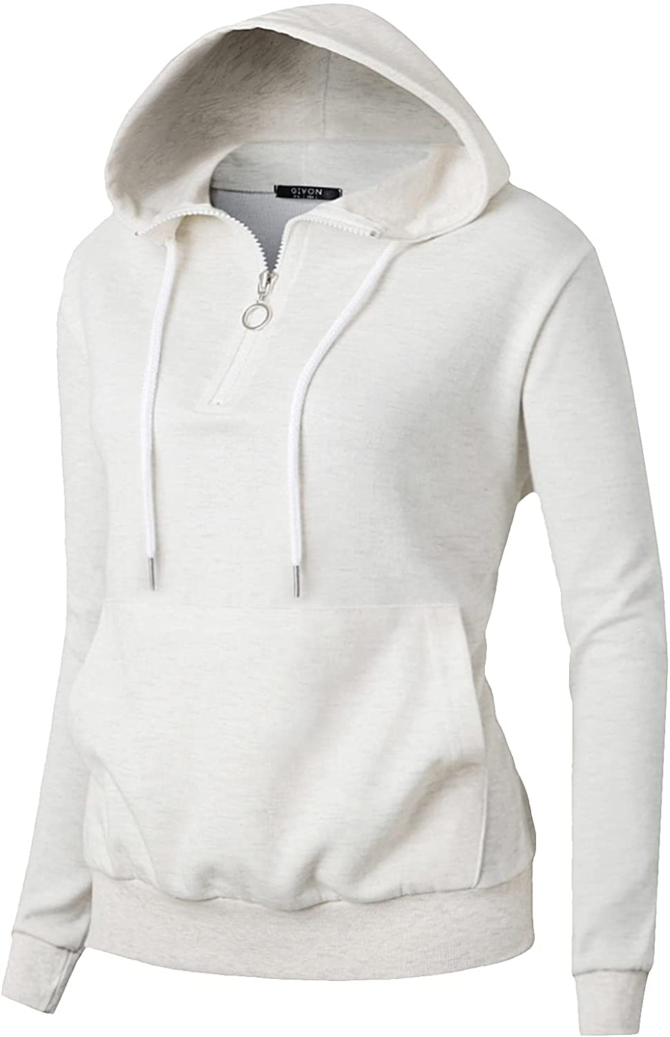 GIVON Womens Comfortable Long Sleeve Lightweight Zip-Up Hoodie with Kanga Pocket(Xs~4Xl) Apparel & Accessories > Clothing > Activewear Kylie Max
