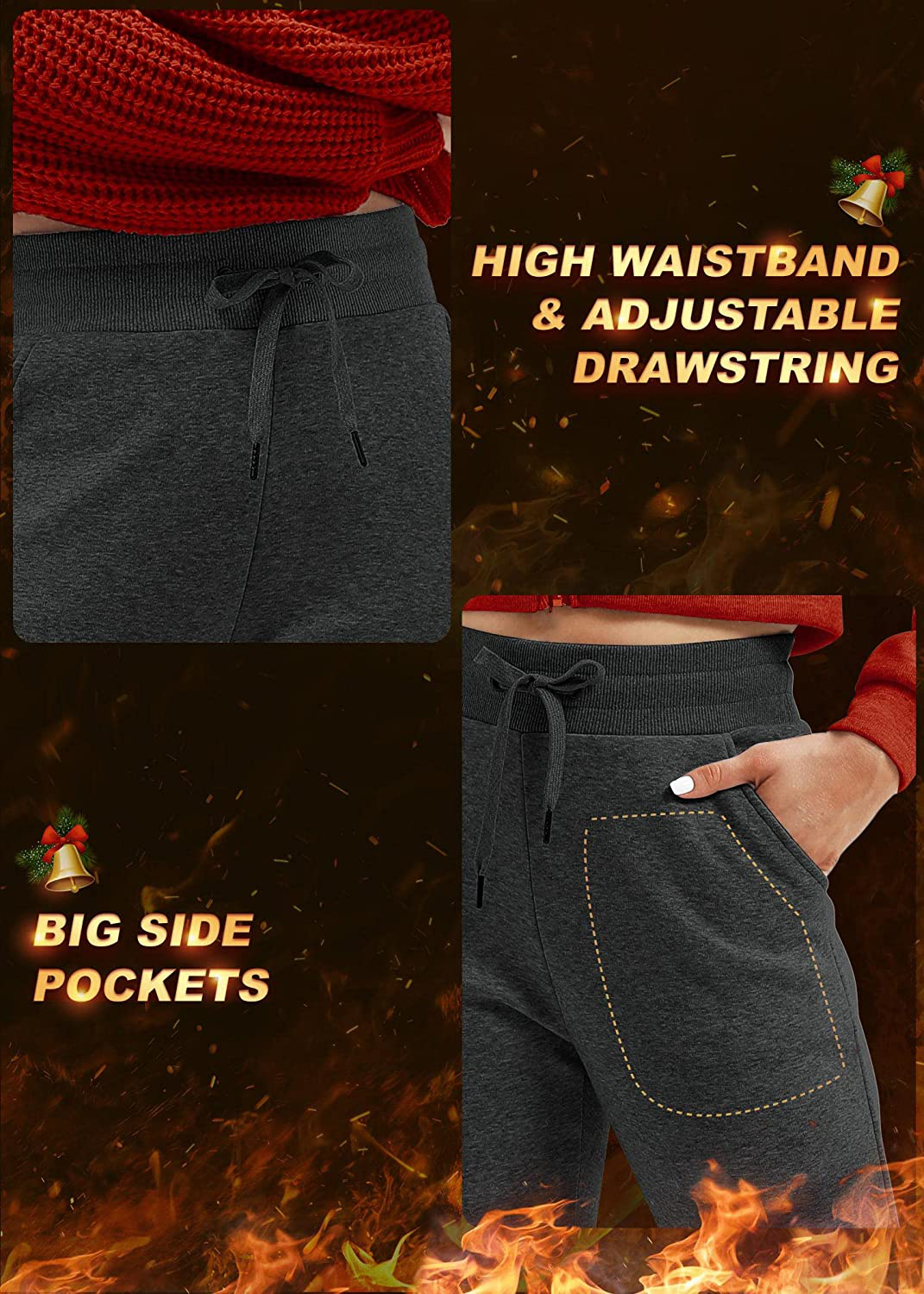 Ewedoos Fleece Sweatpants for Women with Pockets - Fleece Lined Joggers for Women Winter Pants Womens Sweatpants with Pockets Apparel & Accessories > Clothing > Activewear Kylie Max