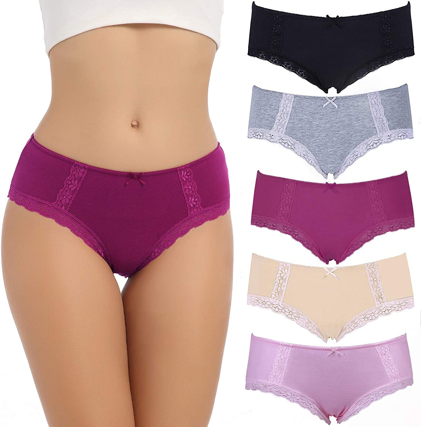 LYYTHAVON Women’S Underwear Breathable Cotton Brief Ladies Panties  LYYTHAVON Multicolored 5,5 Pack Medium