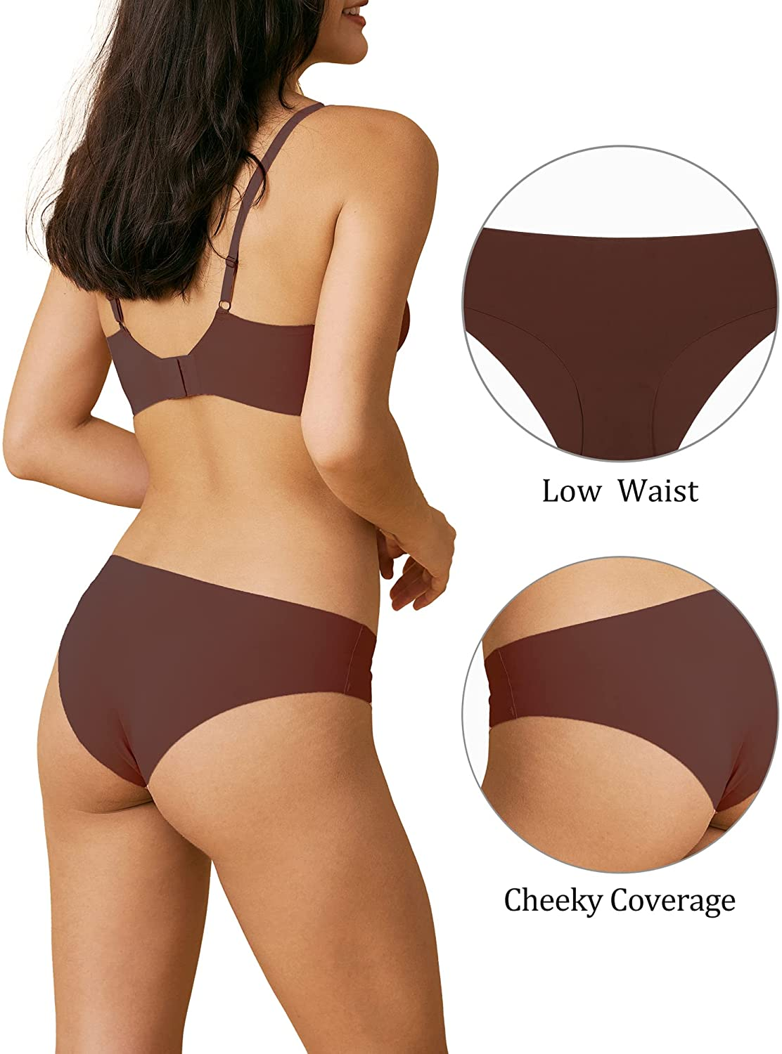 SHARICCA Women Seamless Cheeky Bikini No Show Panties Ladies Invisible Breathable Briefs Soft Stretch Underwear Multi Pack Apparel & Accessories > Clothing > Underwear & Socks > Underwear SHARICCA