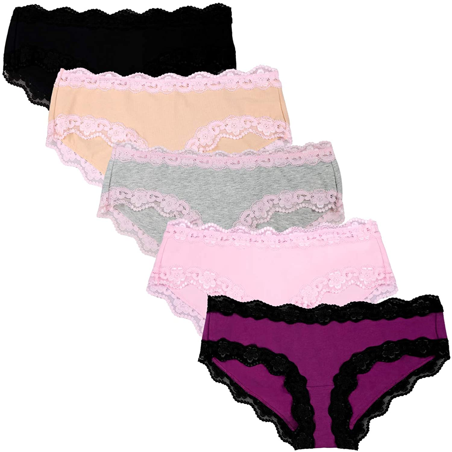 OHLLAVIVY Cotton Underwear Women'S Panties Soft Lace Hipster Briefs Multi-Pack Apparel & Accessories > Clothing > Underwear & Socks > Underwear OHLLAVIVY